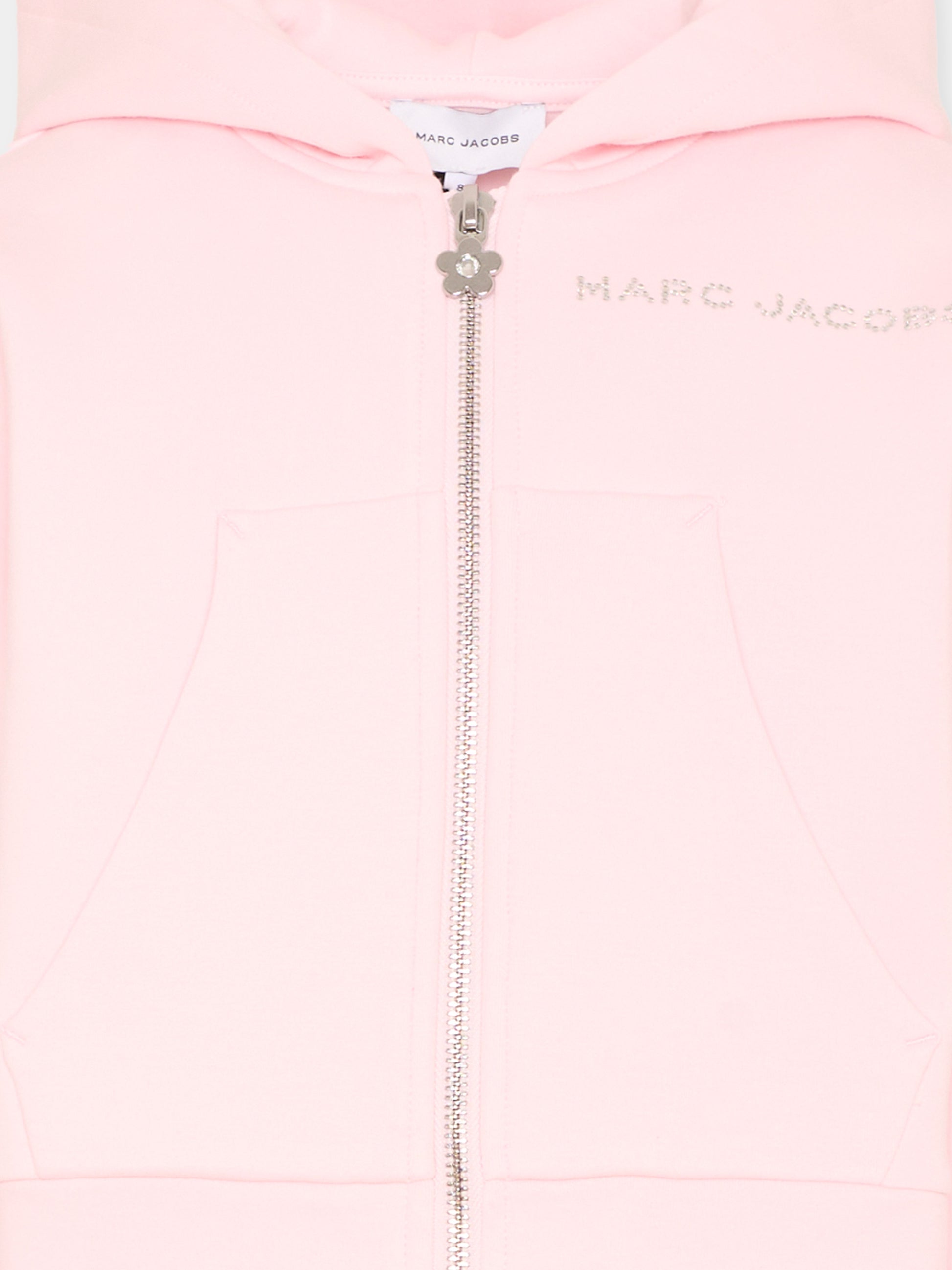 Felpa rosa per bambina con logo strass,Marc Jacobs,W60752 475