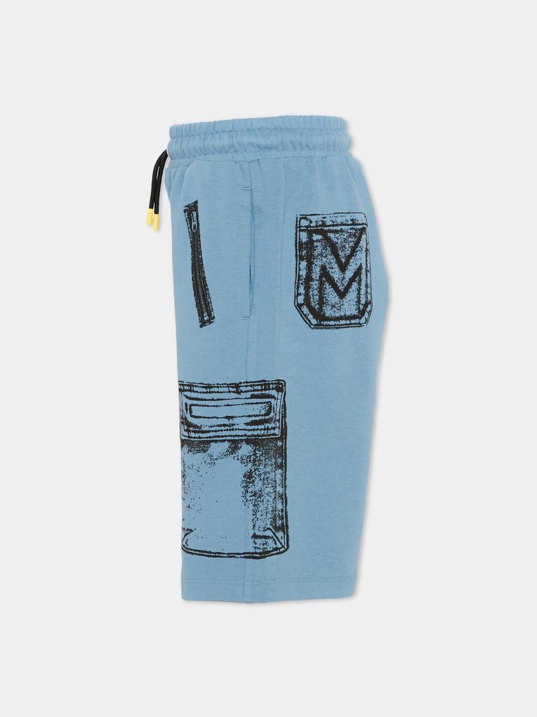 Shorts sportivi celeste per bambino con stampe,Marc Jacobs,W60828 80B