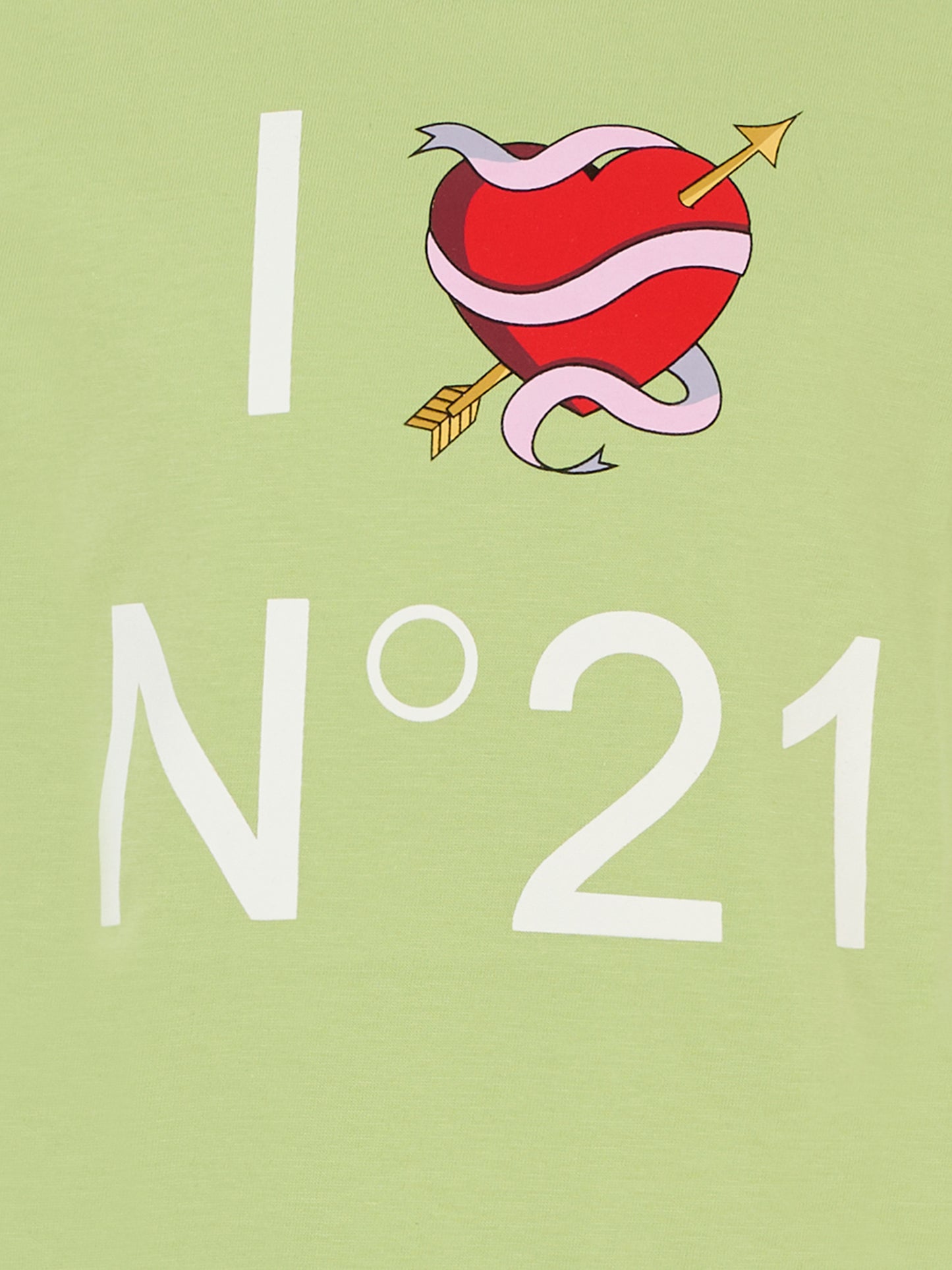 T-shirt verde per bambina con cuore e logo,N°21 Kids,N2102C N0153 0N513