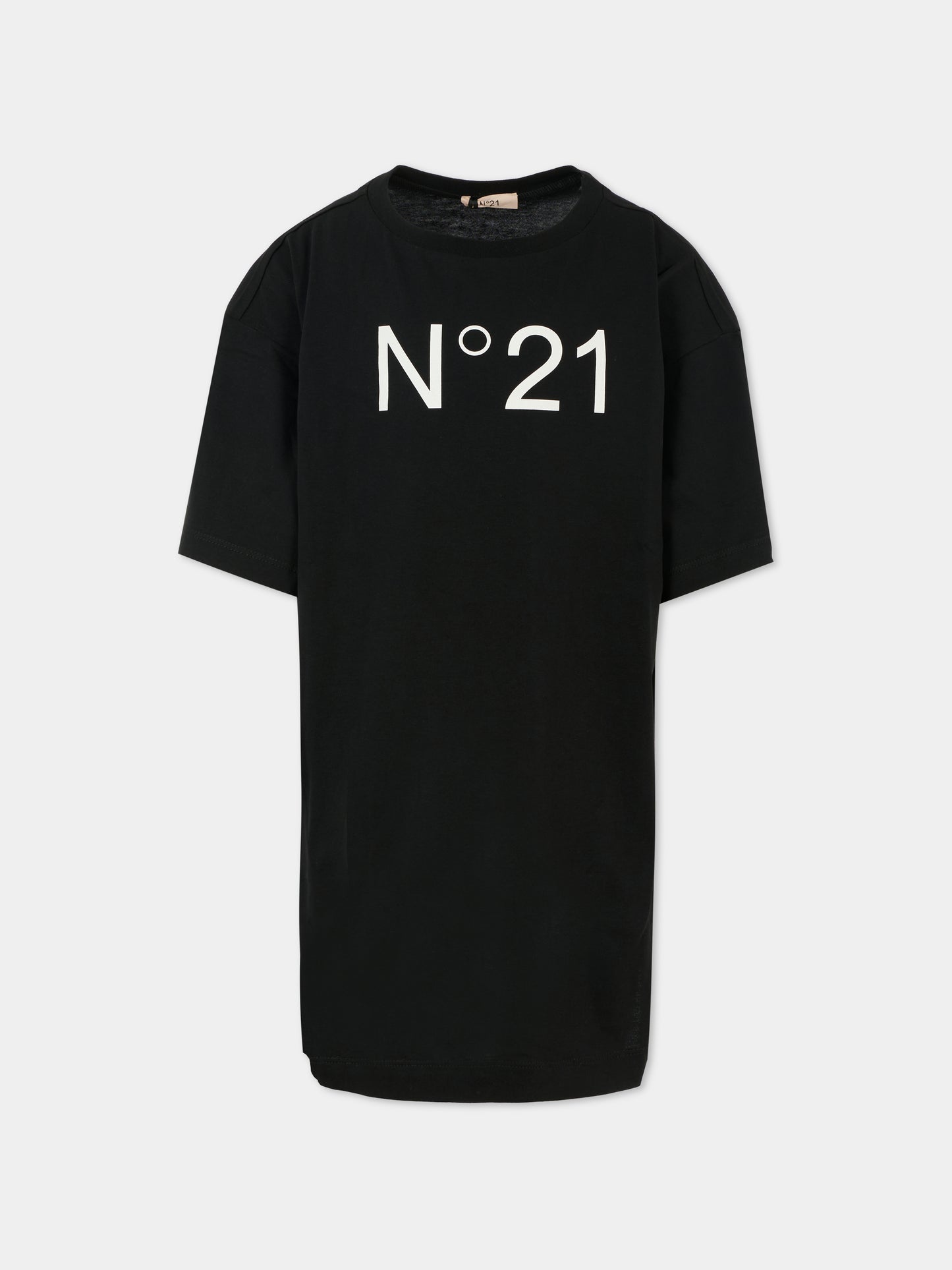 Vestito nero per bambina con logo,N°21 Kids,N2102I N0153 0N900