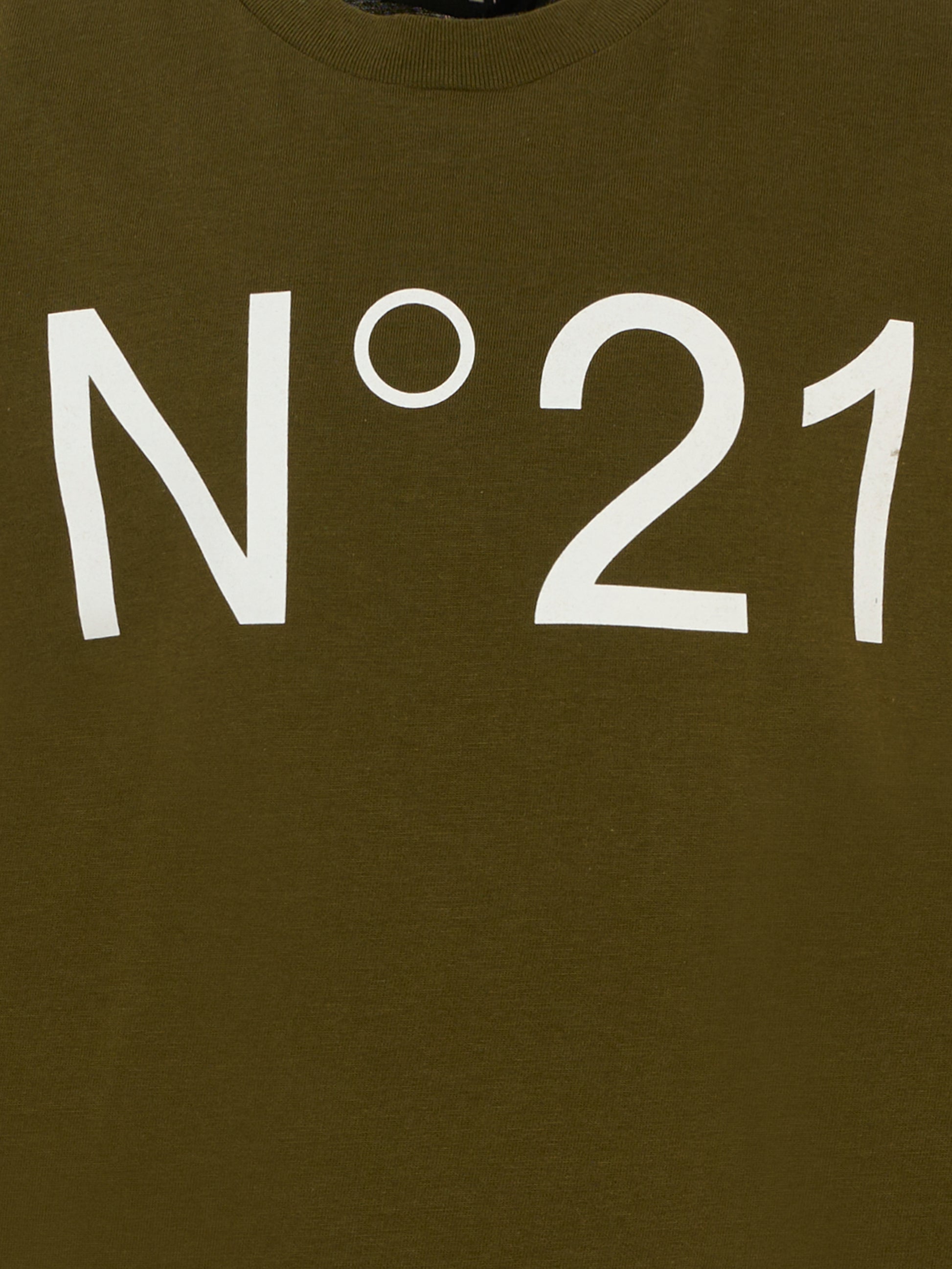 T-shirt verde per bambini con logo,N°21 Kids,N21173 N0153 0N514