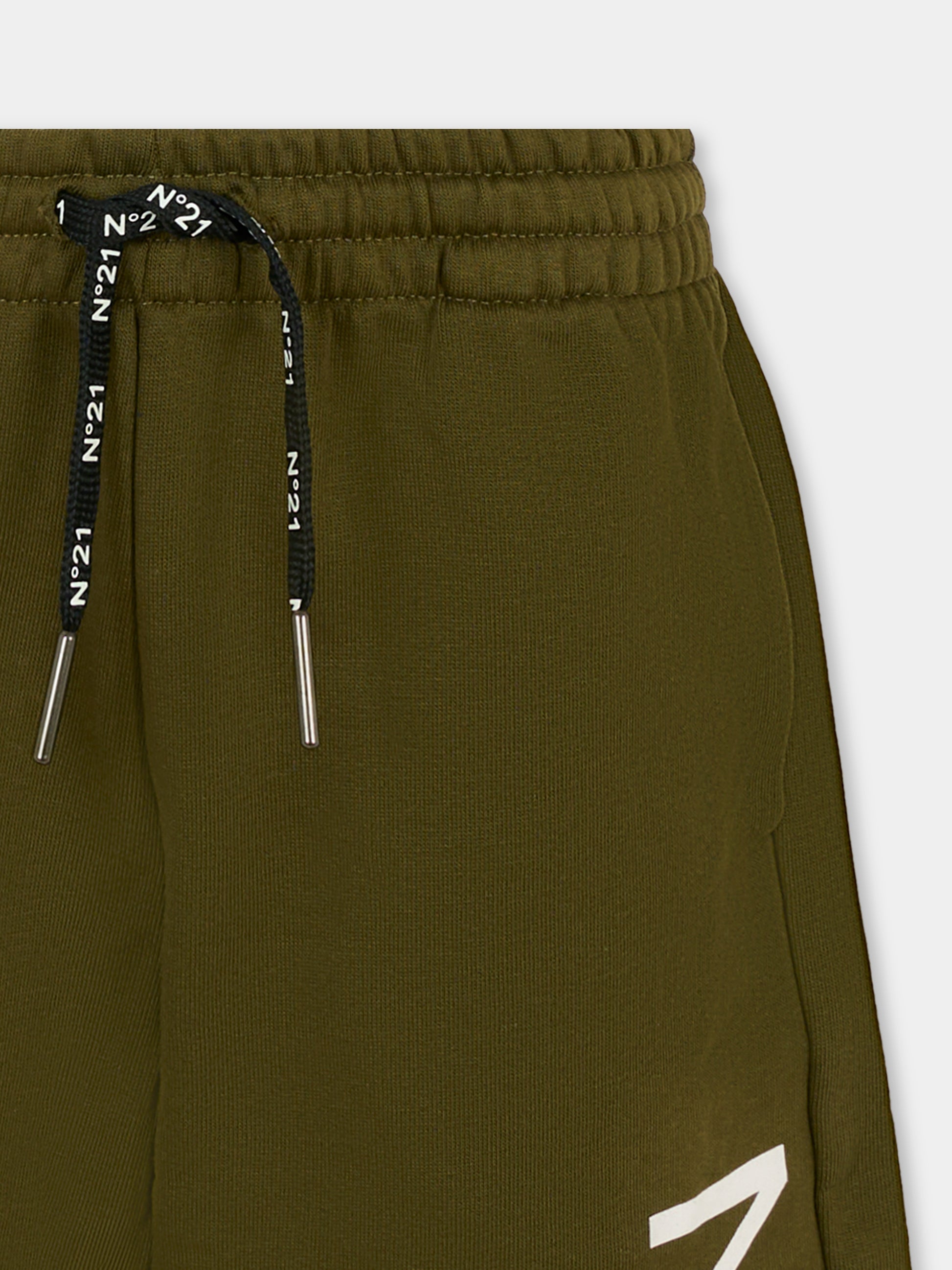 Shorts verdi per bambino con logo,N°21 Kids,N21614 N0154 0N514