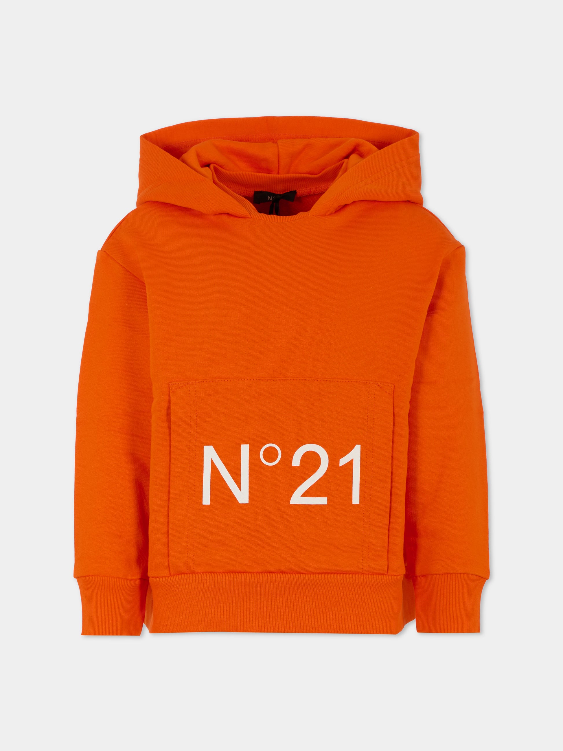Felpa arancione per bambini con logo,N°21 Kids,N21893 N0154 0N213