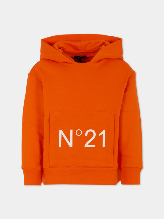 Felpa arancione per bambini con logo,N°21 Kids,N21893 N0154 0N213