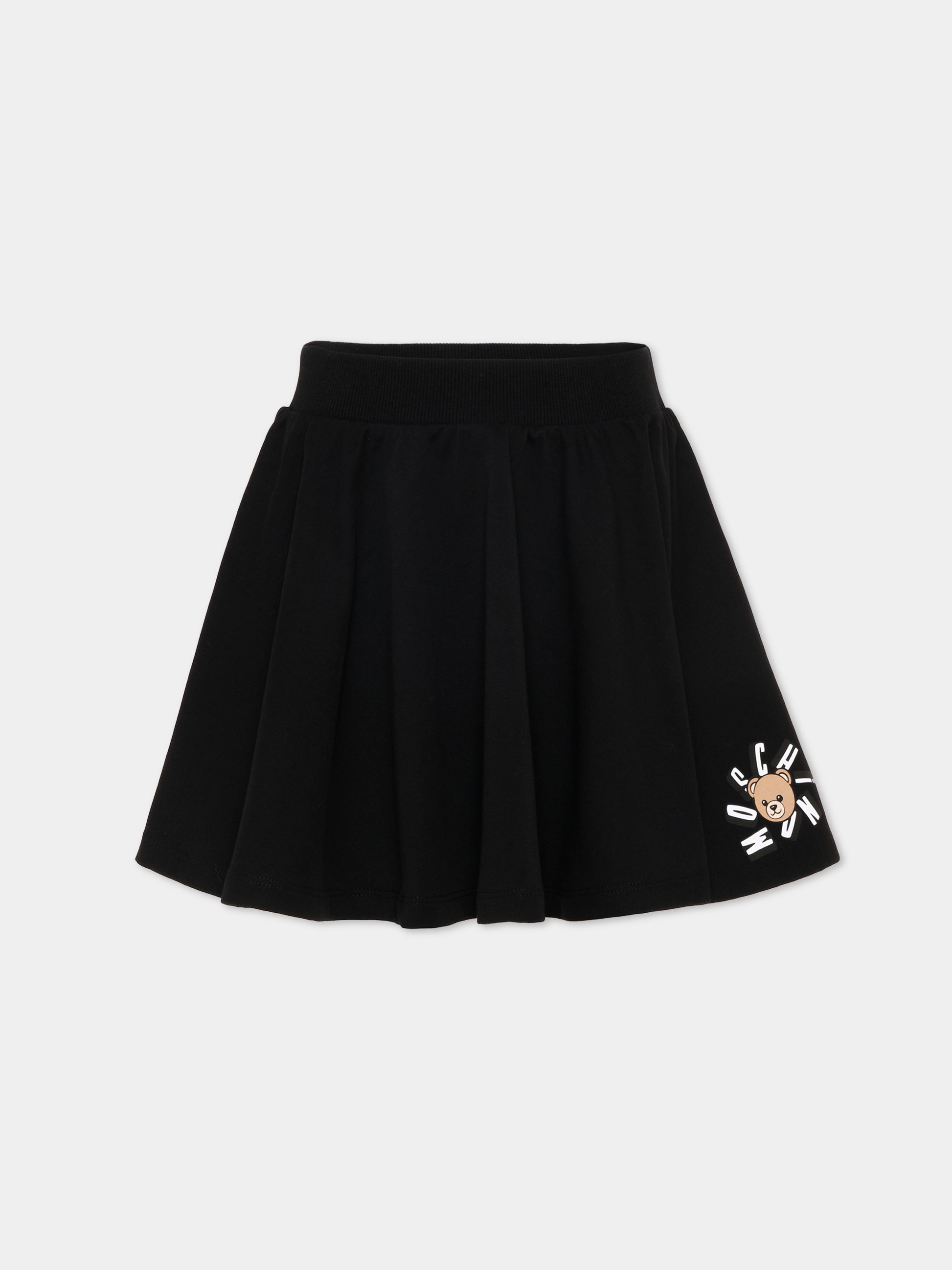 Gonna nera per bambina con Teddy Bear,Moschino Kids,HDJ047 LCA19 60100