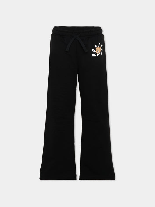 Pantaloni sportivi nero per bambina con Teddy Bear,Moschino Kids,HDP06Z LCA19 60100
