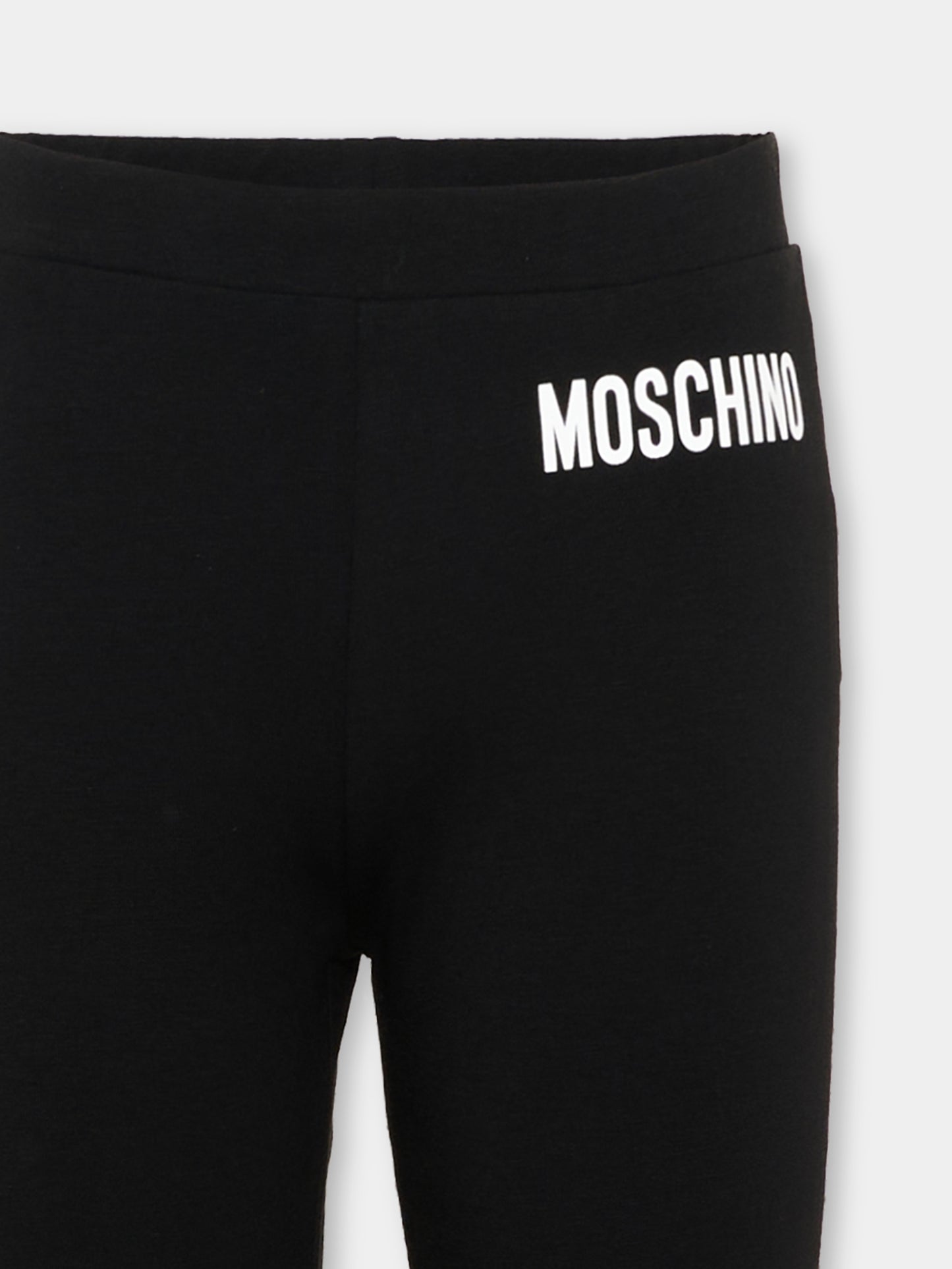 Pantaloni sportivi neri per bambina con logo,Moschino Kids,HDP076 LBA00 60100