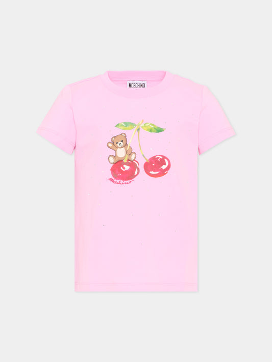 T-Shirt rosa per bambina con Teddy Bear,Moschino Kids,HFM06K LBA10 51473