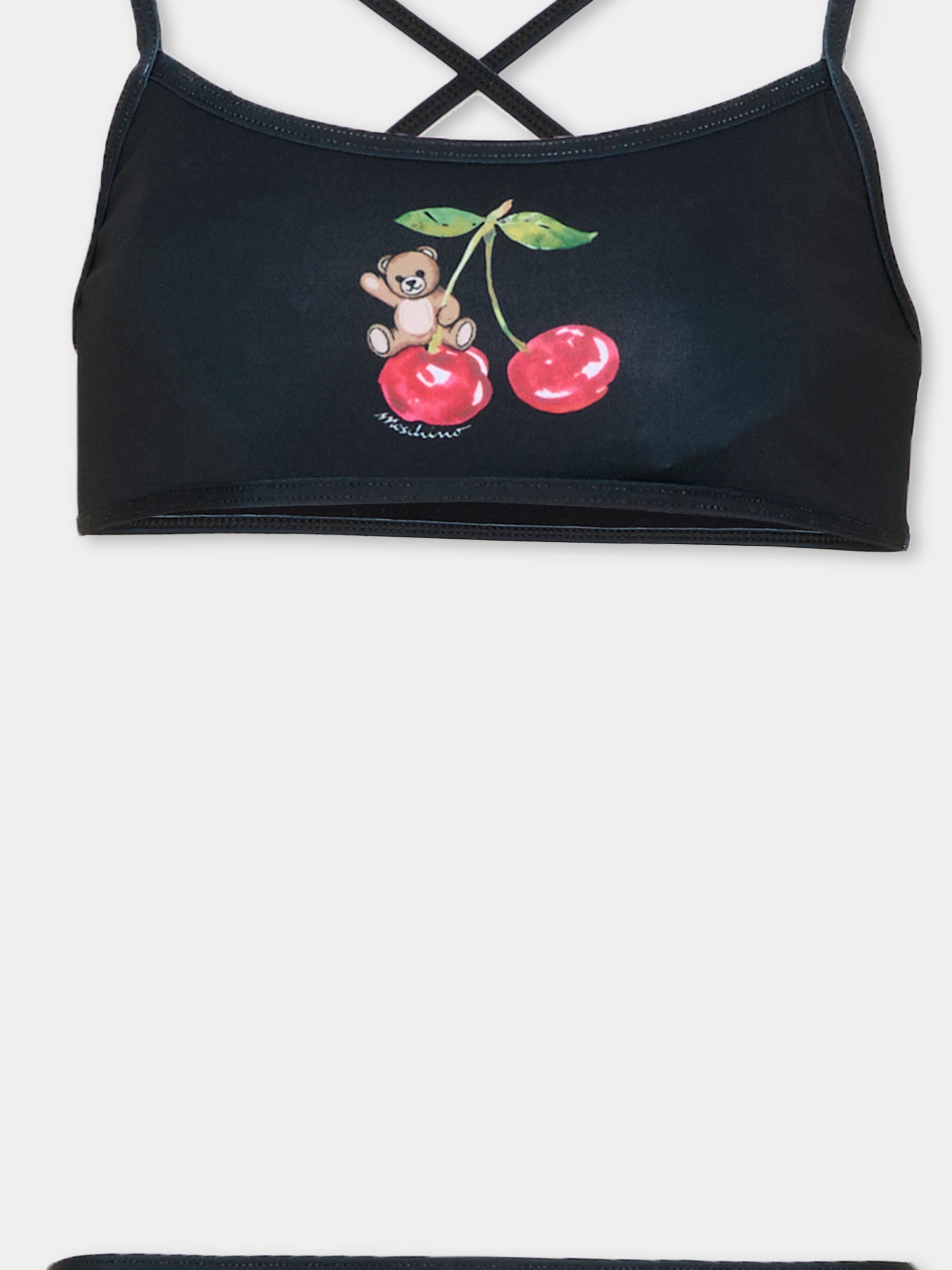 Slip e bikini nero per bambina con Teddy Bear,Moschino Kids,HGL00E LKA11 60100