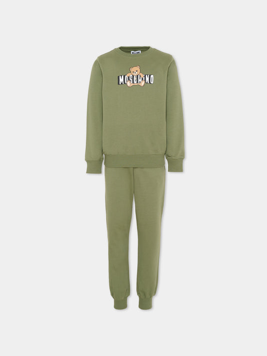 Completo sportivo verde per bambino con Teddy Bear,Moschino Kids,HPK03E LCA19 30037
