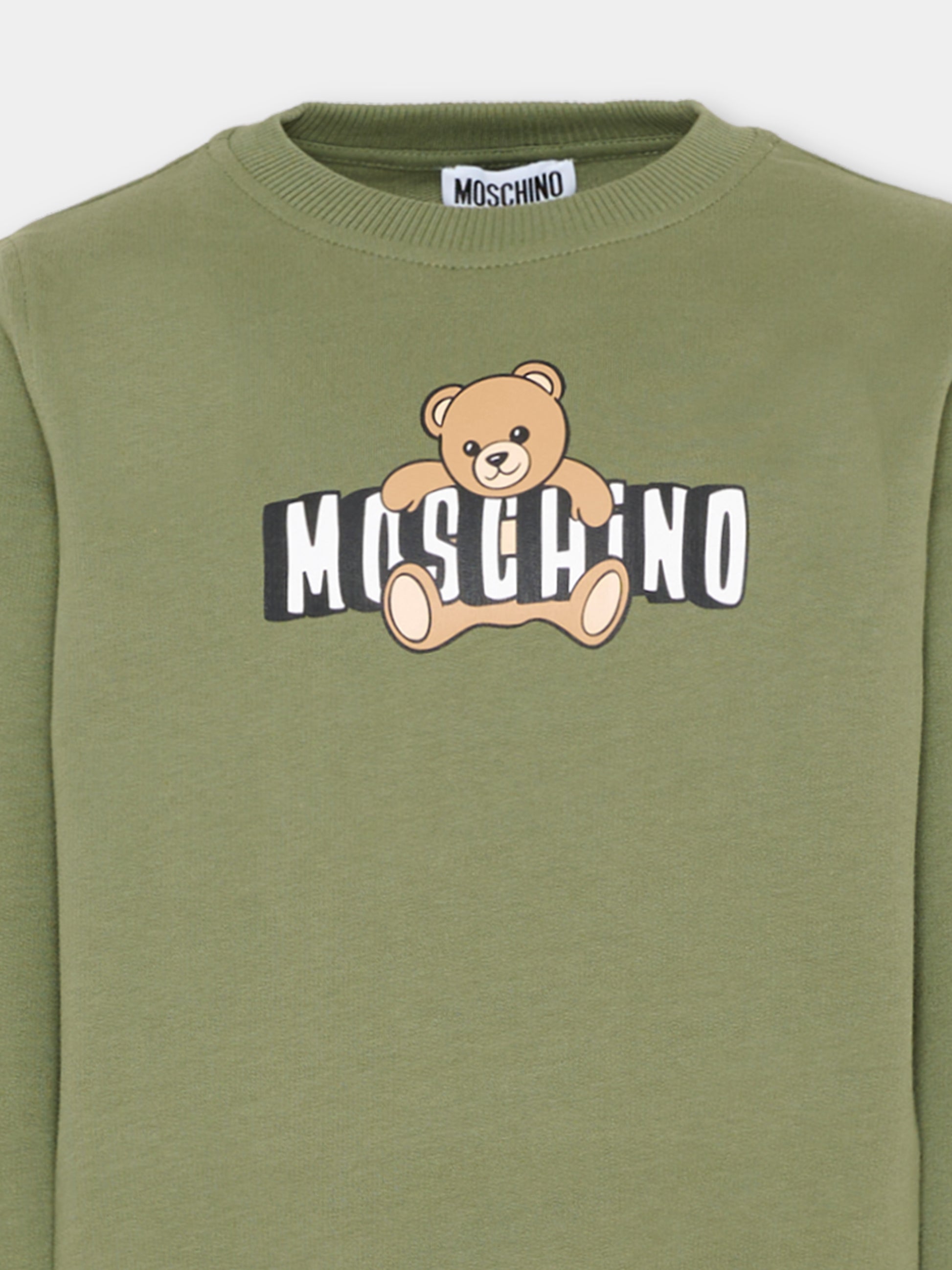 Completo sportivo verde per bambino con Teddy Bear,Moschino Kids,HPK03E LCA19 30037