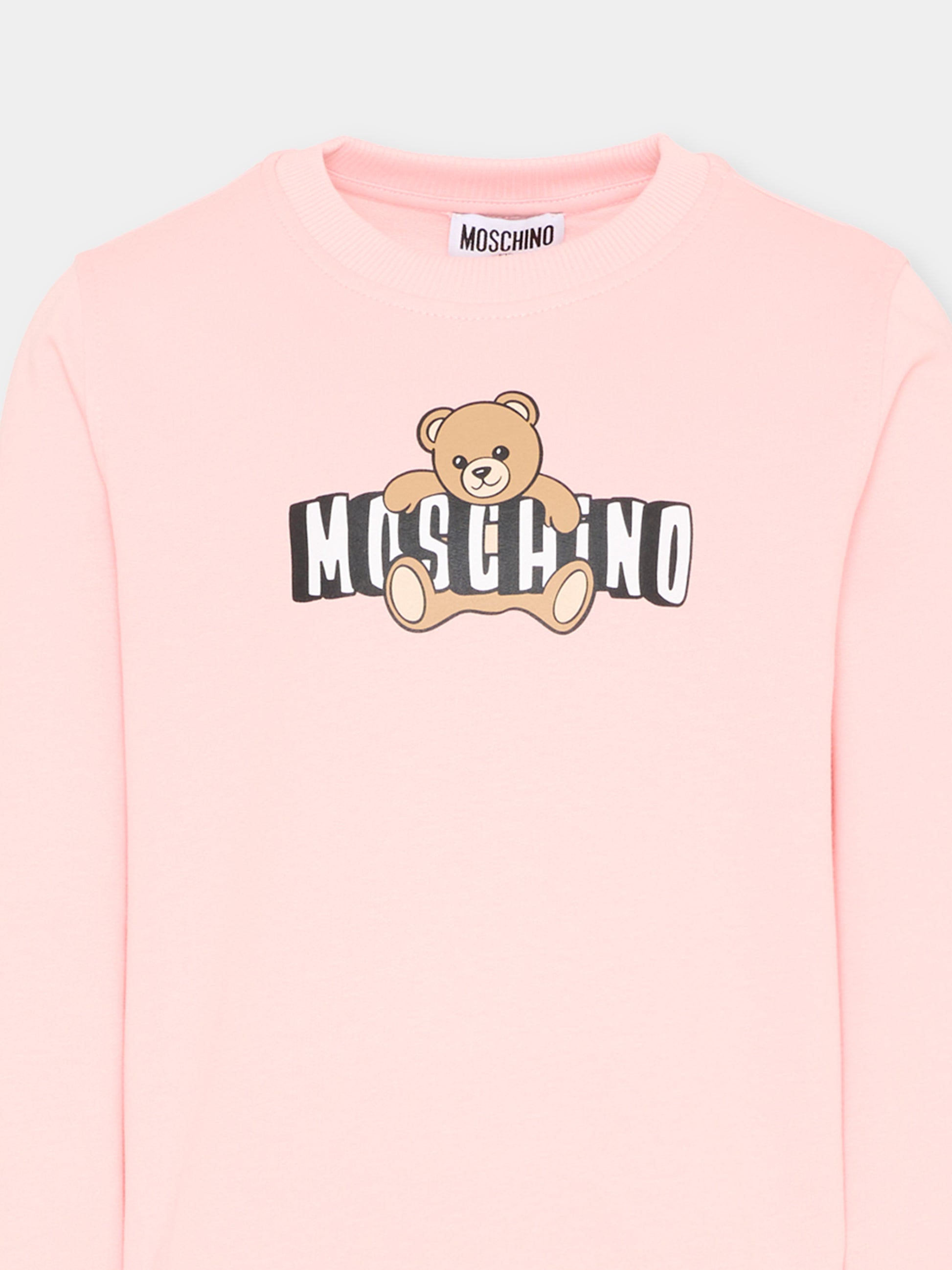 Completo sportivo rosa per bambina con Teddy Bear,Moschino Kids,HPK03E LCA19 50209