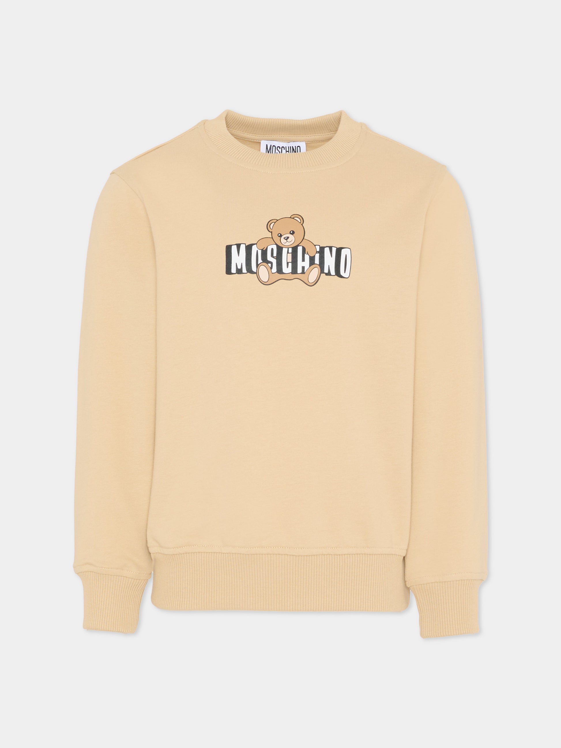 Felpa beige per bambini con Teddy Bear,Moschino Kids,HUF09U LCA19 20829