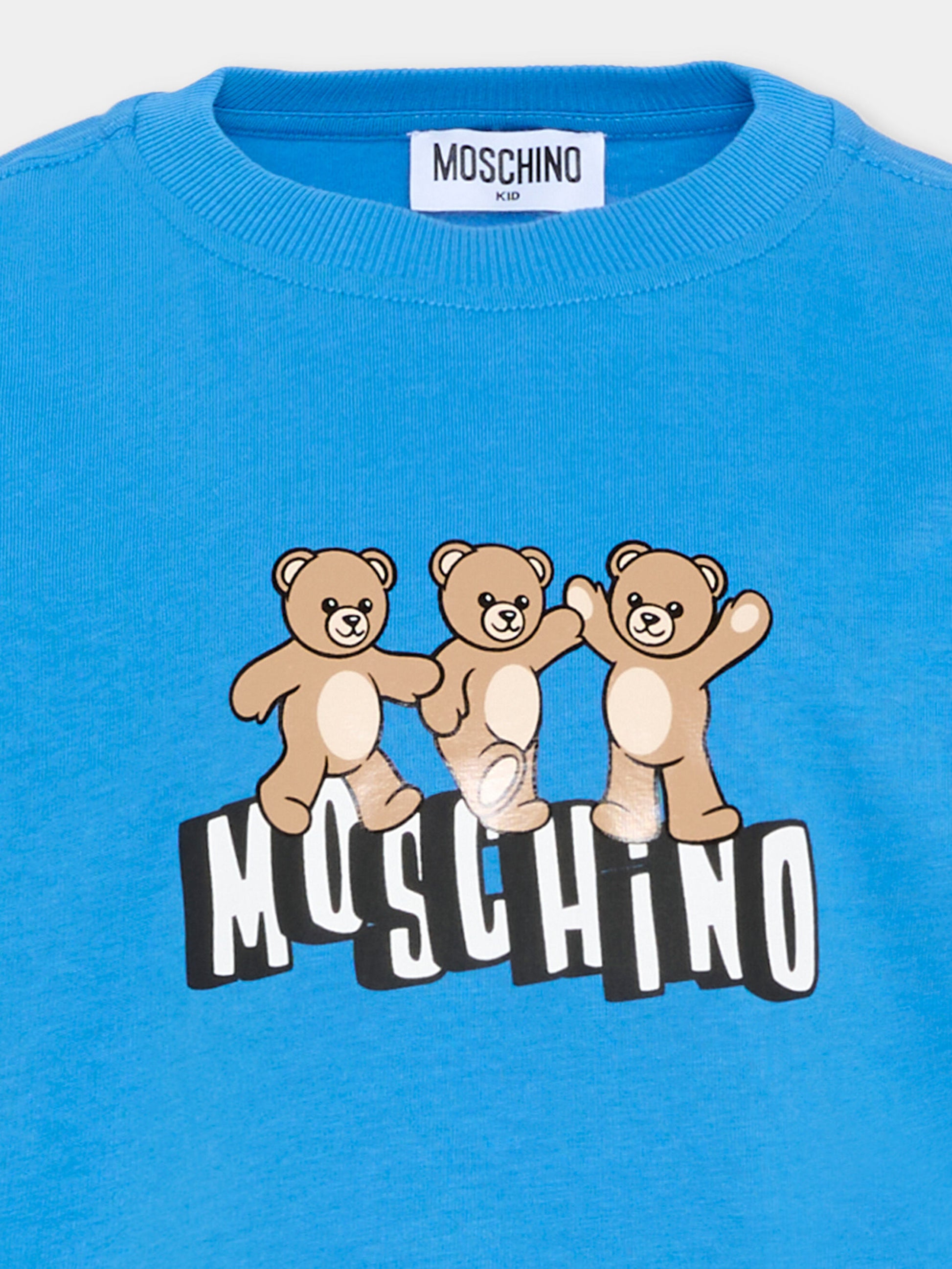 T-Shirt blu per bambini con Teddy Bear,Moschino Kids,HUM05P LAA23 40630