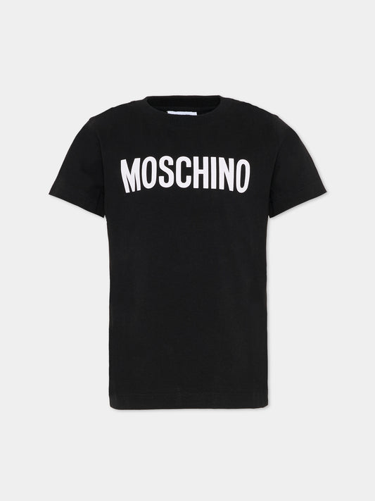 T-shirt nera per bambini con Teddy Bear,Moschino Kids,HUM05U LBA10 60100