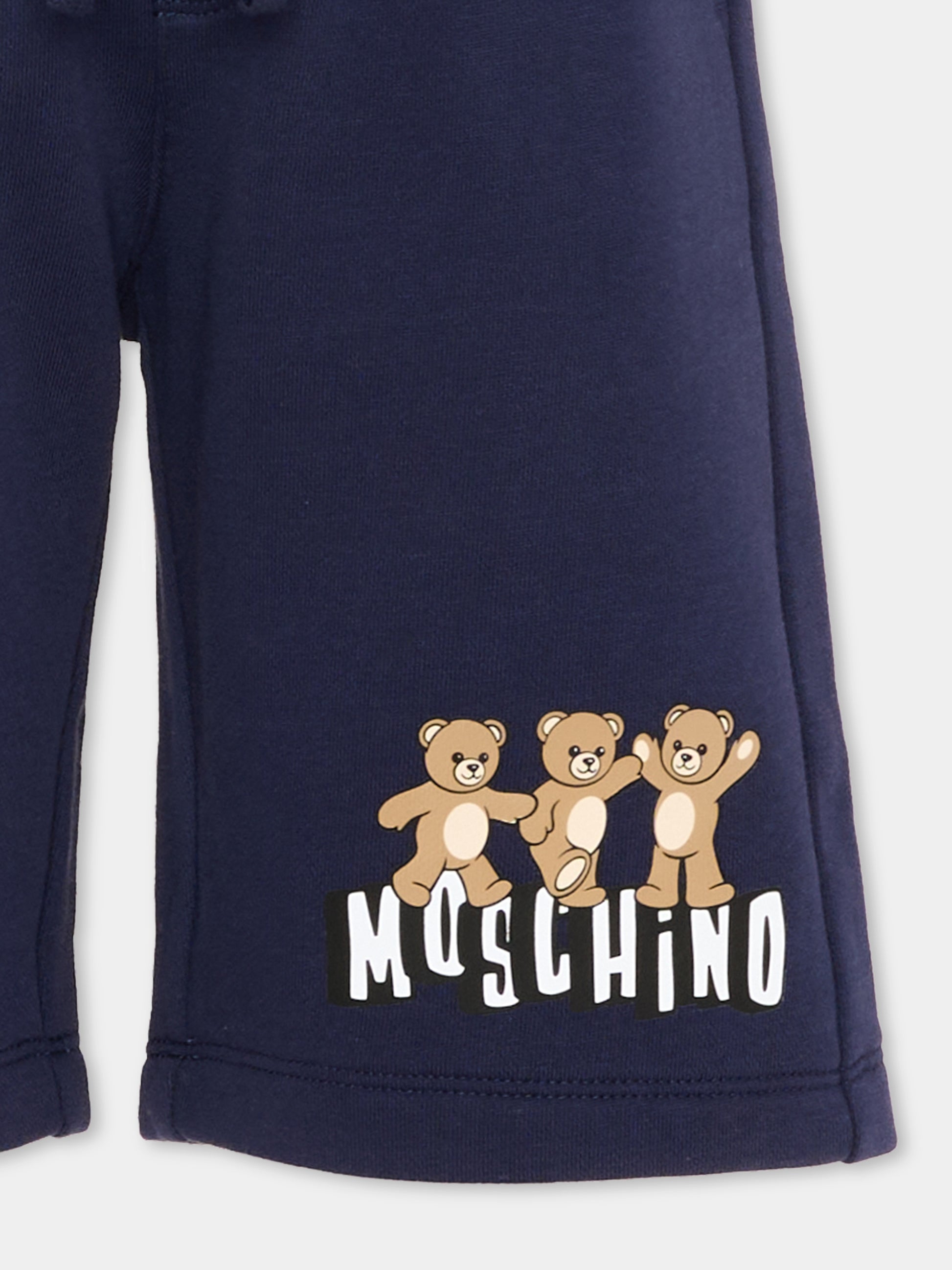 Shorts sportivi blu per bambini con Teddy Bear,Moschino Kids,HUQ02M LCA89 40016