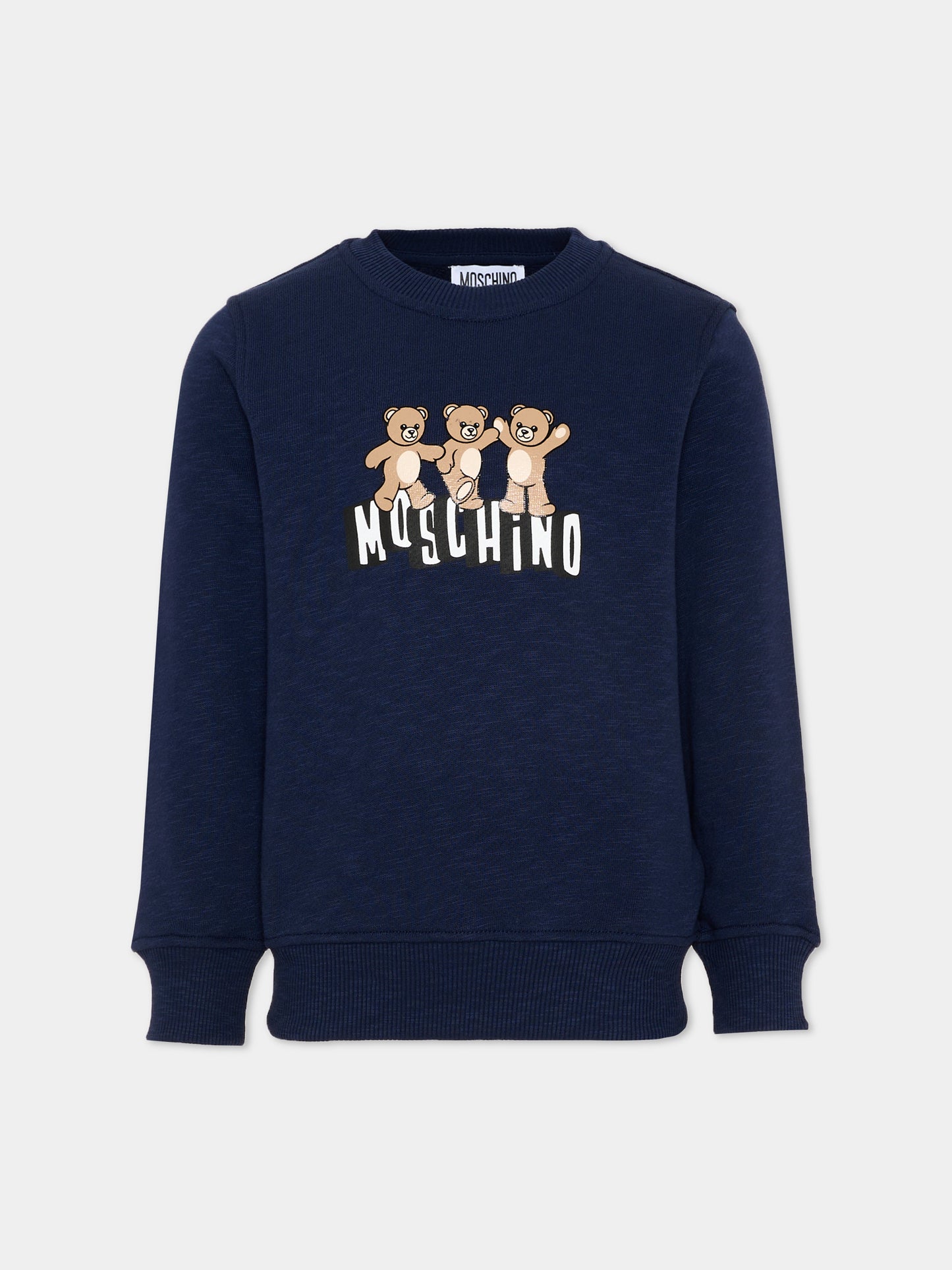 Felpa blu per bambini con Teddy Bear,Moschino Kids,HVF08V LCA88 40016