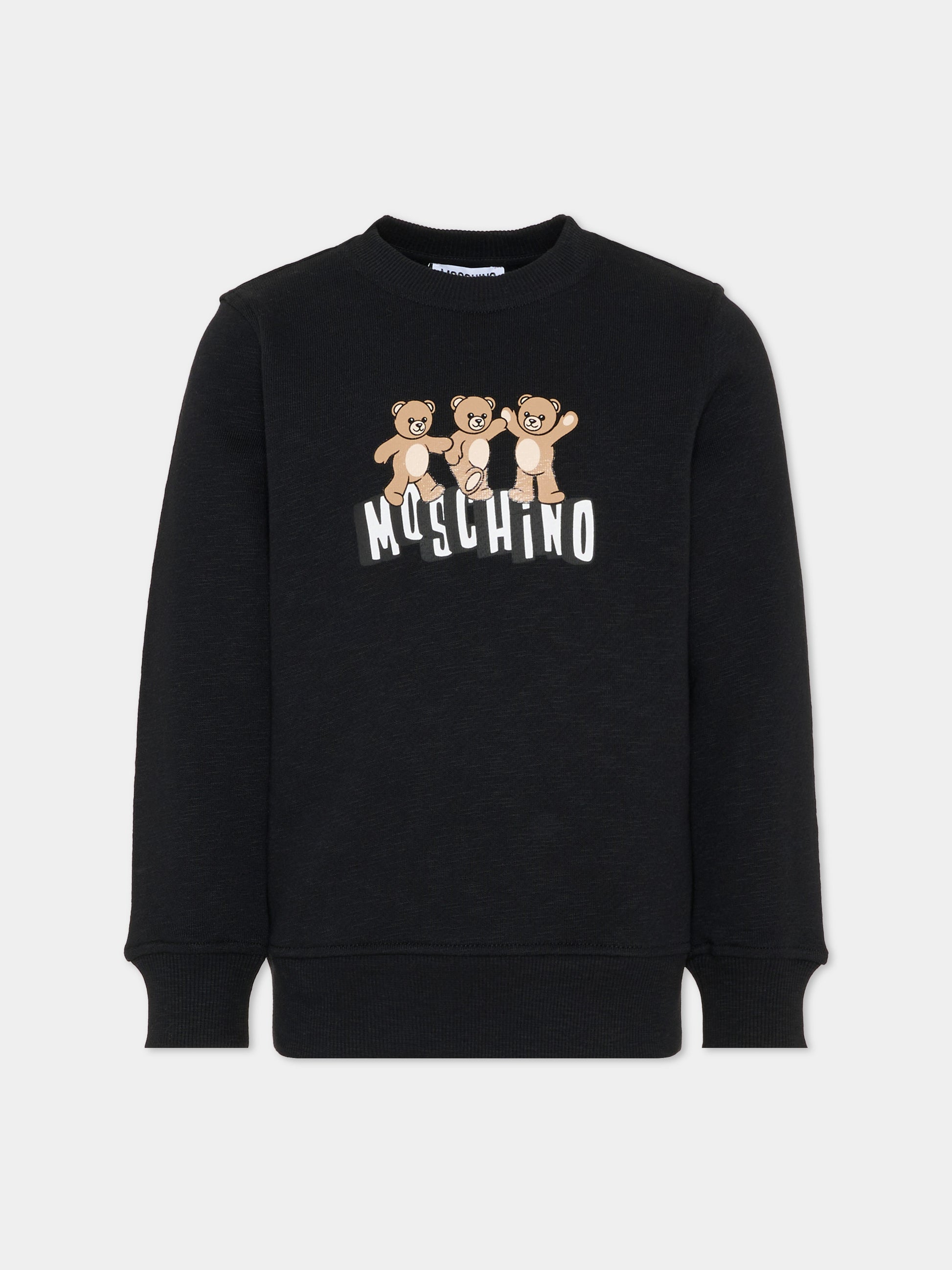 Felpa nera per bambini con Teddy Bears,Moschino Kids,HVF08V LCA88 60100