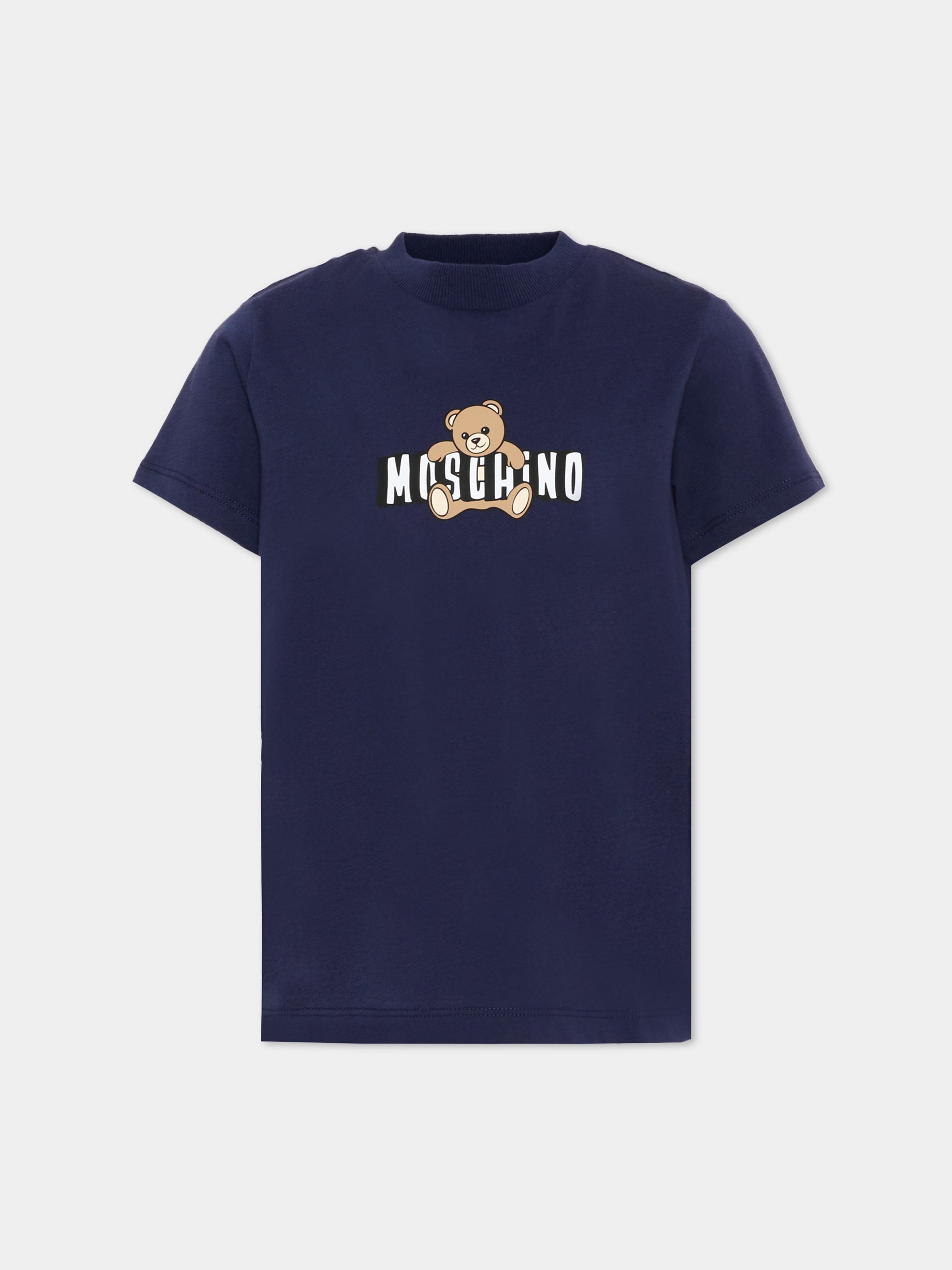 T-Shirt blu per bambini con Teddy Bear,Moschino Kids,HZM058 LAA03 40016