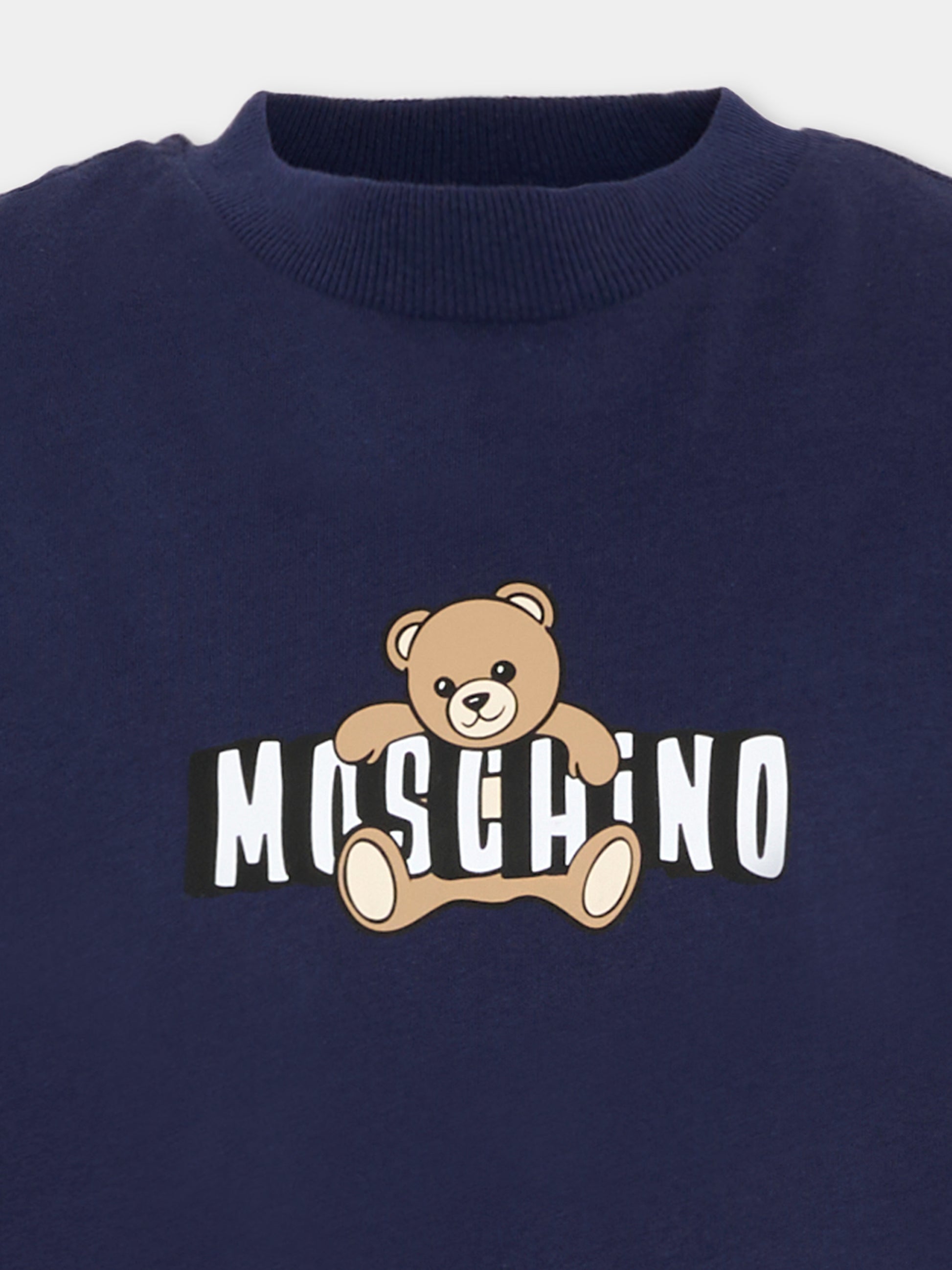 T-Shirt blu per bambini con Teddy Bear,Moschino Kids,HZM058 LAA03 40016
