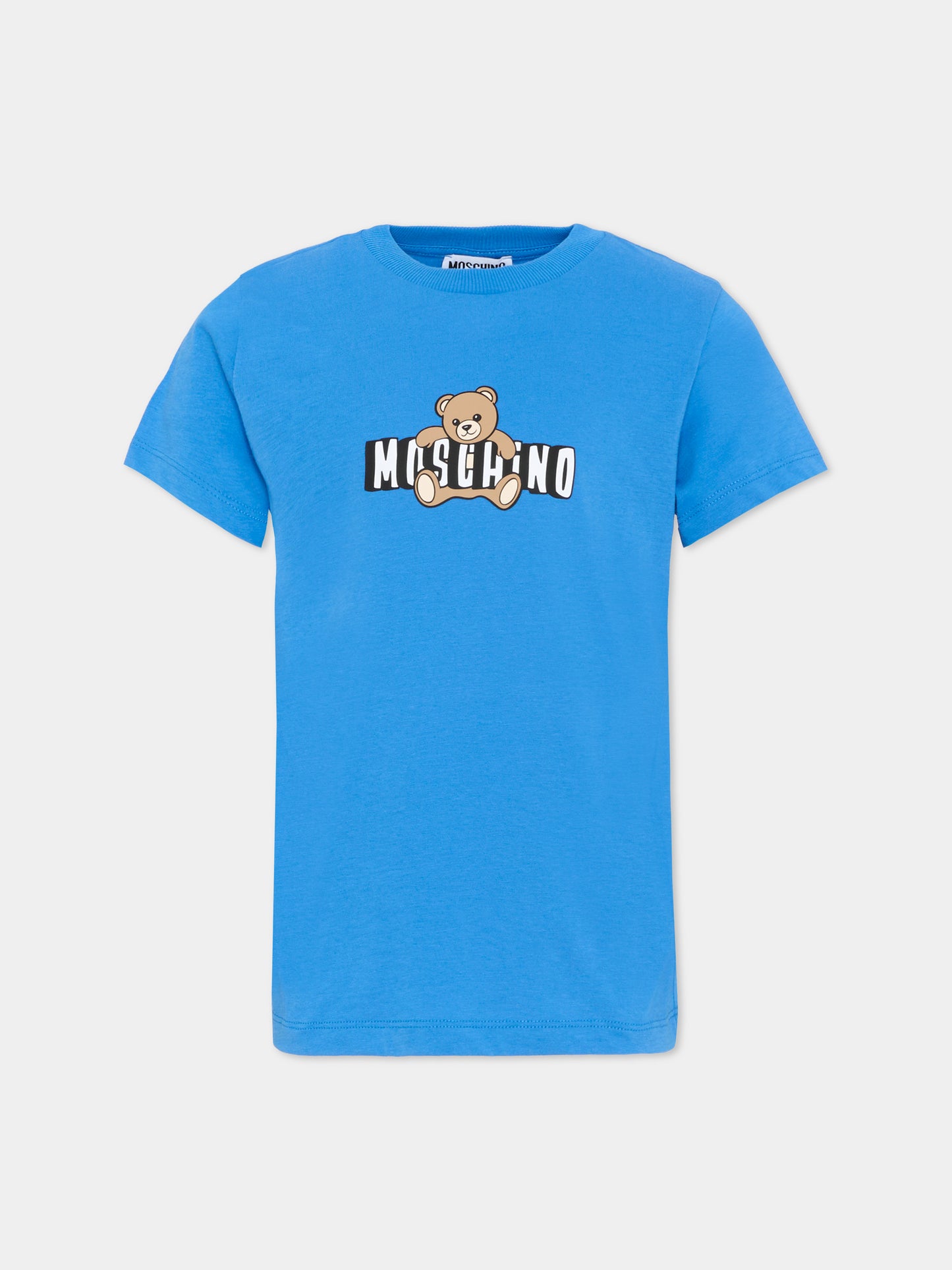 T-Shirt blu per bambini  con Teddy Bear,Moschino Kids,HZM058 LAA03 40630