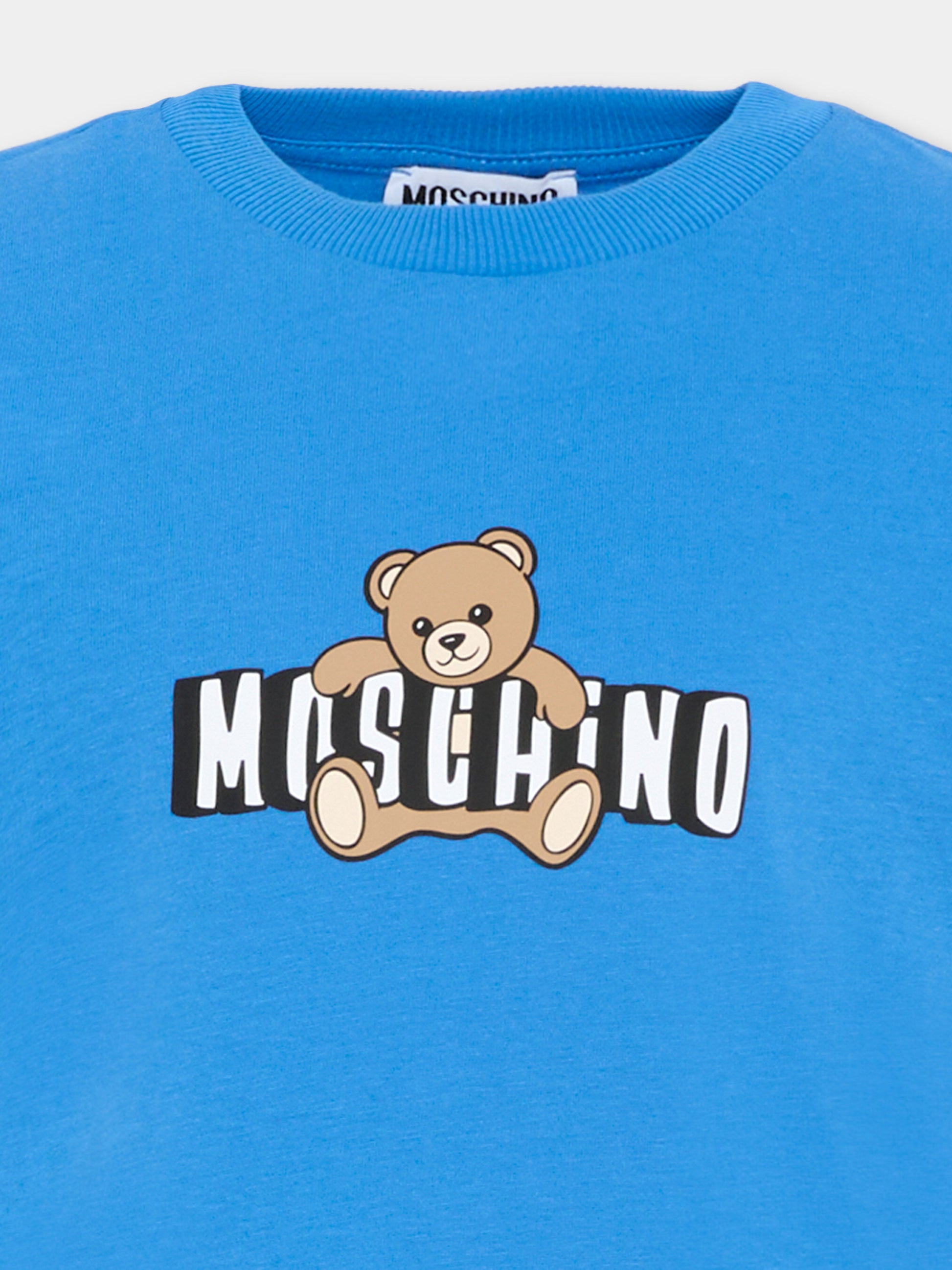 T-Shirt blu per bambini  con Teddy Bear,Moschino Kids,HZM058 LAA03 40630