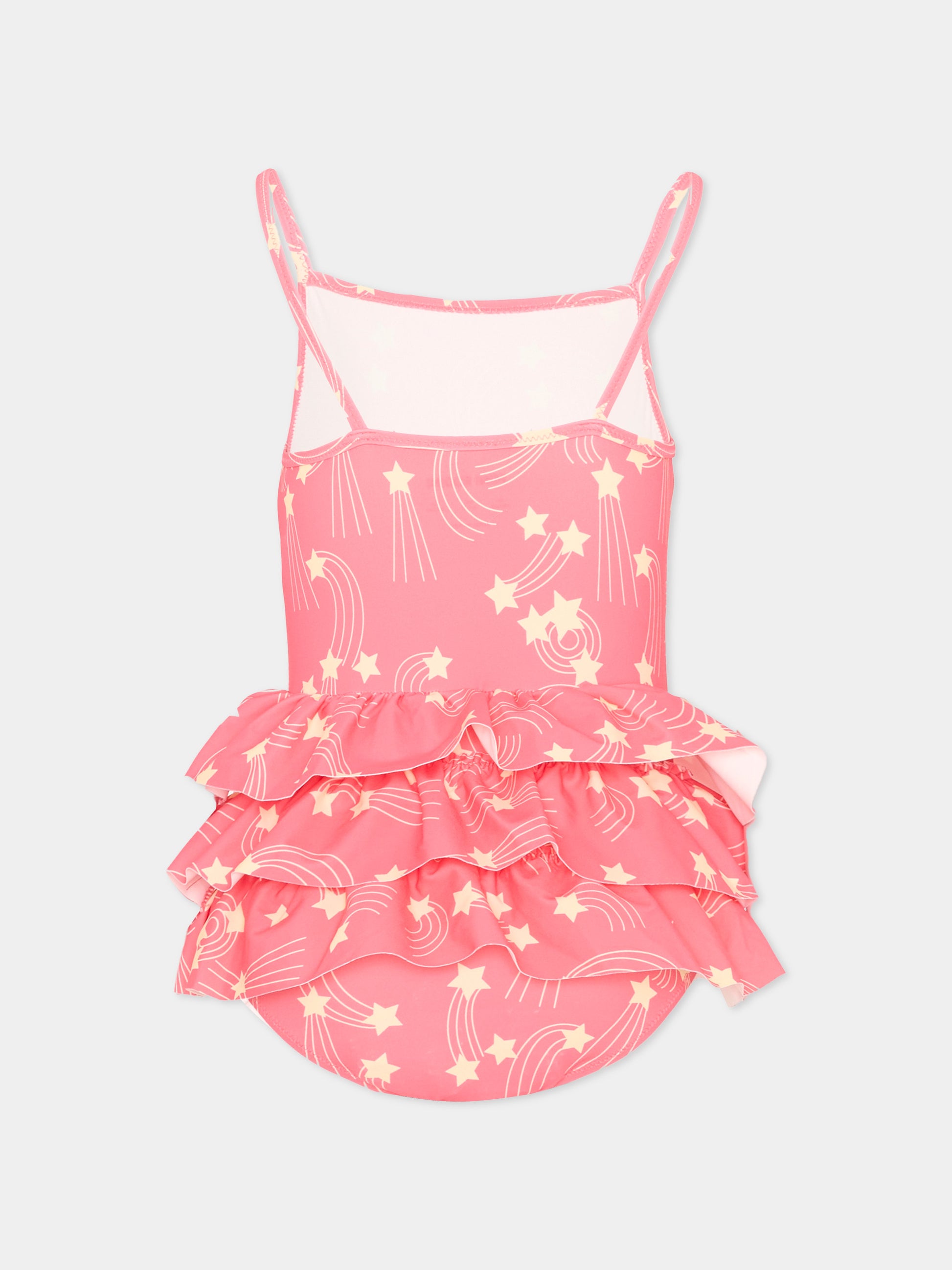 Costume intero rosa per bambina con stelle,Mini Rodini,2628010628