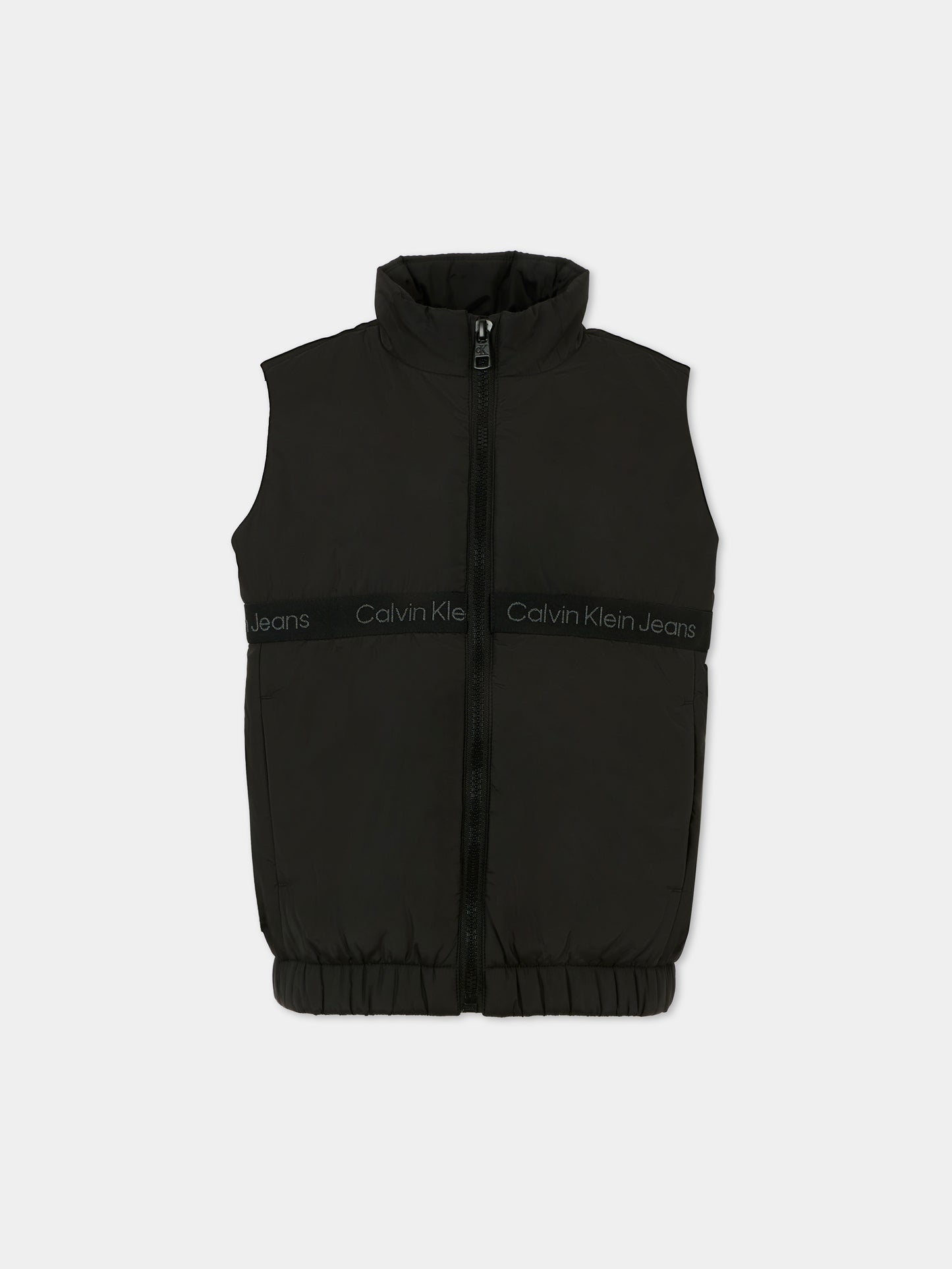 Gilet nero per bambini con logo,Calvin Klein Kids,IB0IB02282 BEH