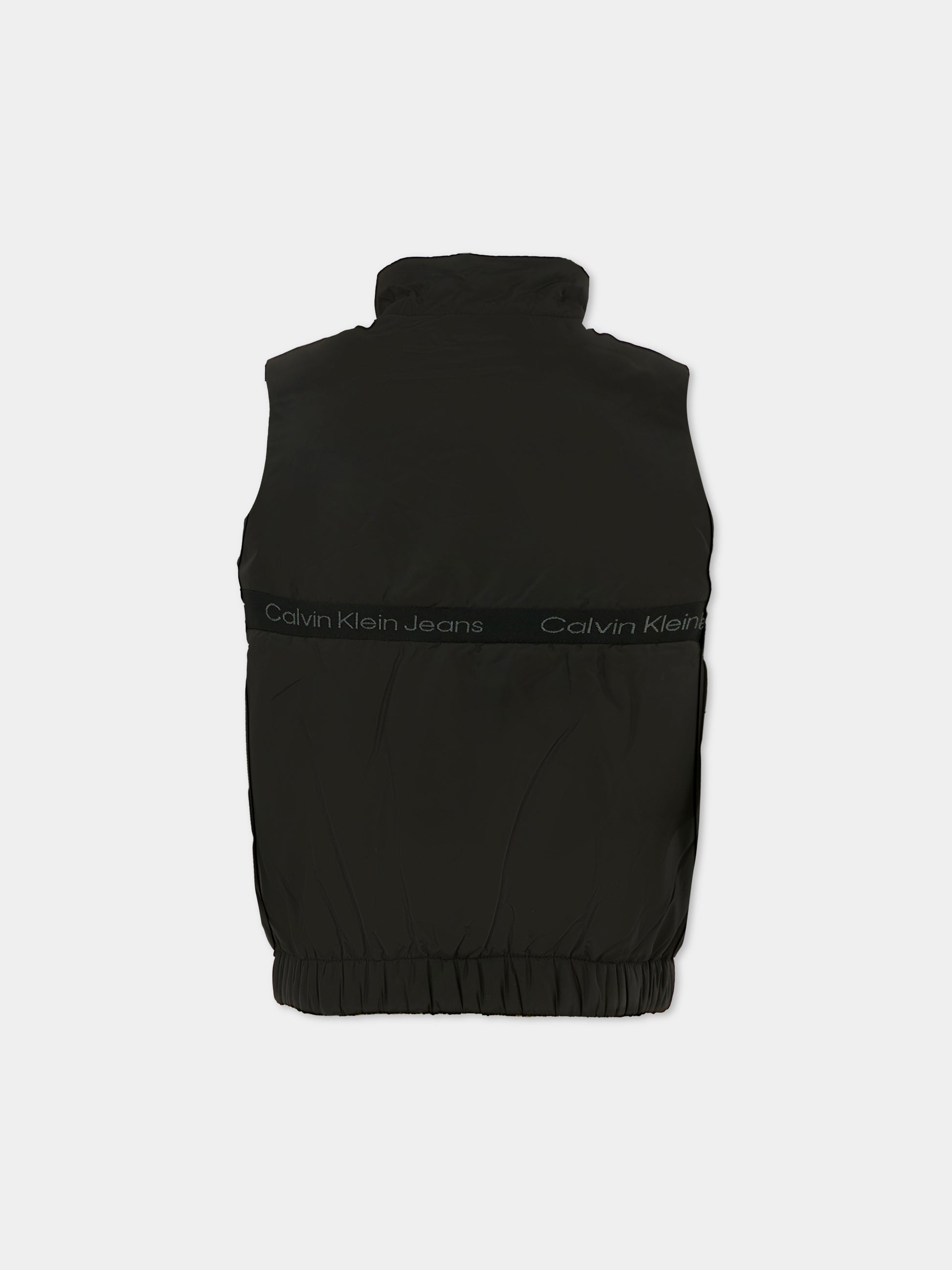 Gilet nero per bambini con logo,Calvin Klein Kids,IB0IB02282 BEH