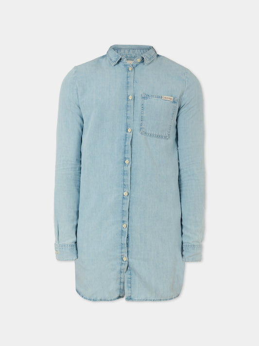 Camicia denim per bambini con logo,Calvin Klein Kids,IG0IG02940 1AA