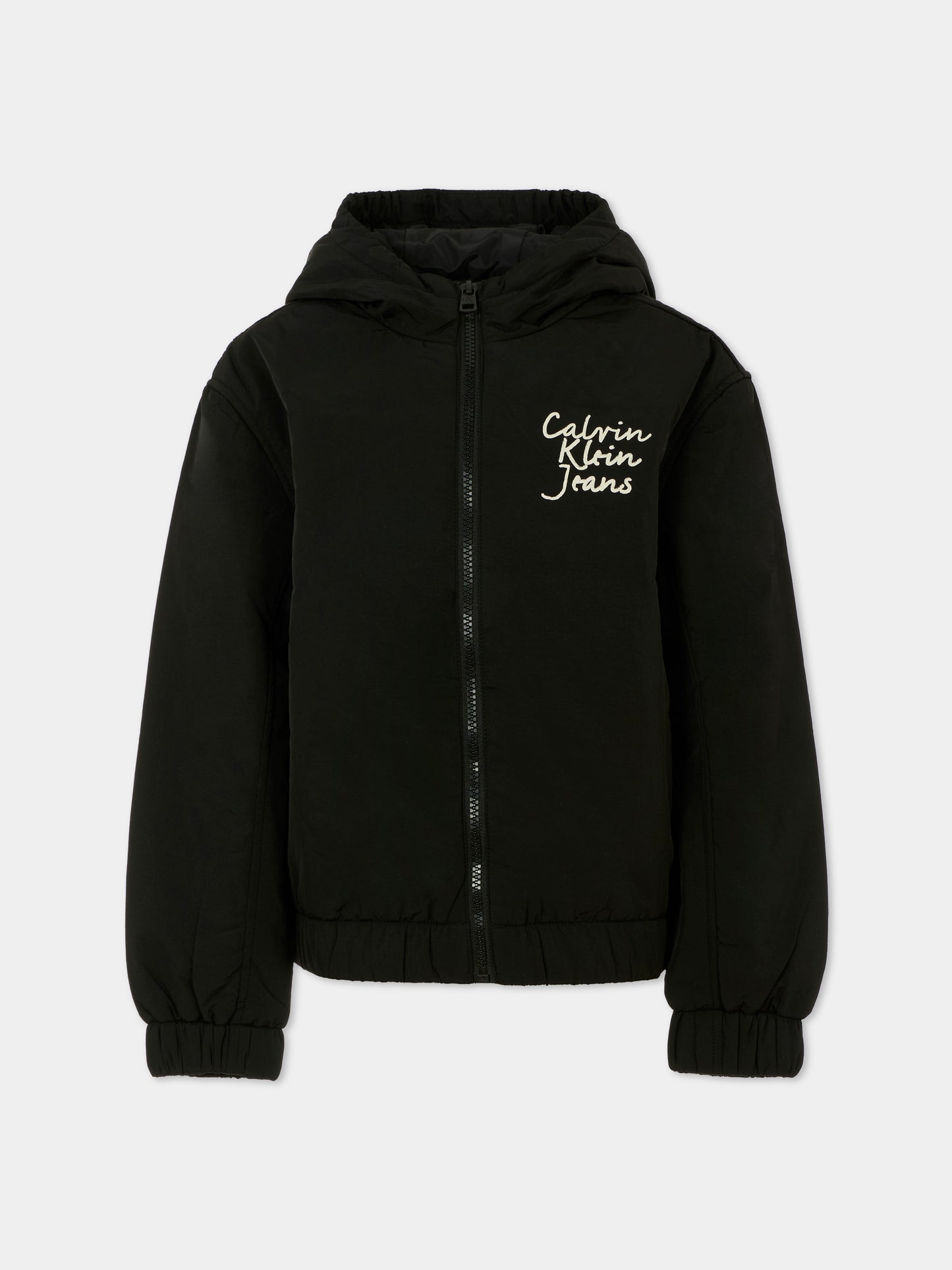 Giacca a vento nera per bambini con logo,Calvin Klein Kids,IG0IG02796 BEH