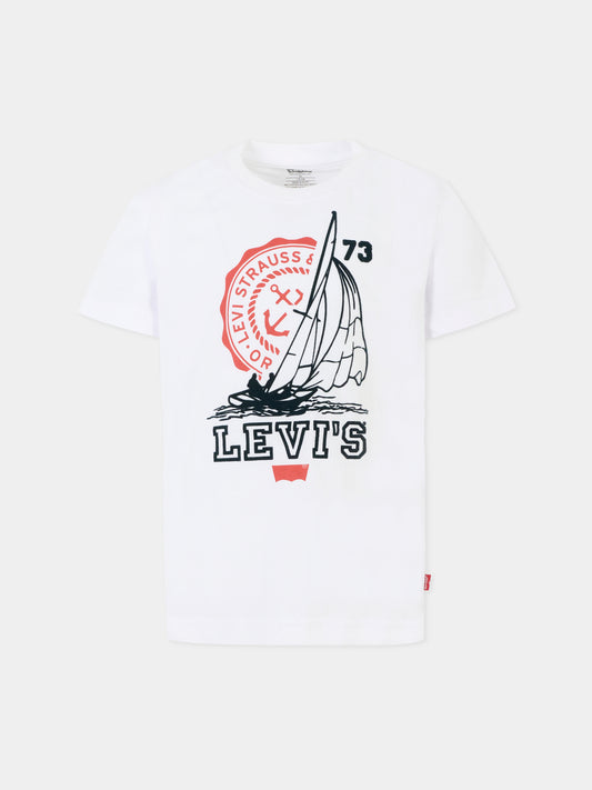 T-shirt bianca per bambino con patch,Levi's Kids,9EM281 W1T