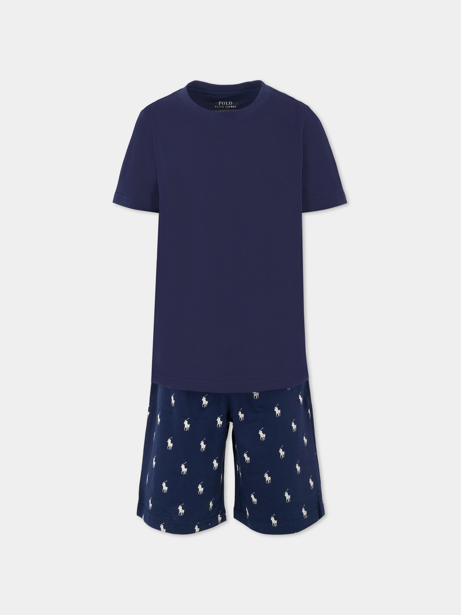 Pigiama blu per bambino con cavallino,Ralph Lauren Kids,P0250 BCV