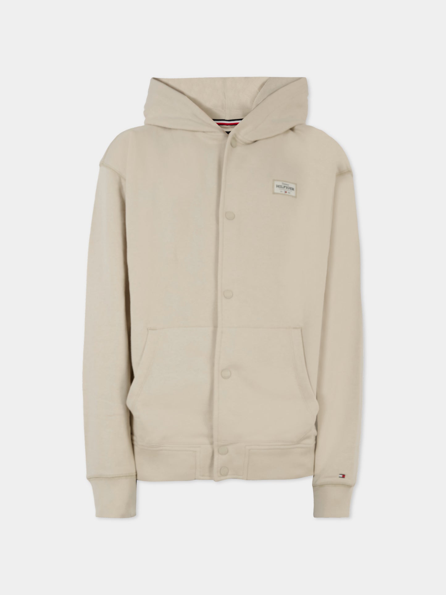 Felpa beige per bambini con patch logo,Tommy Hilfiger Junior,KB0KB09314 ACI