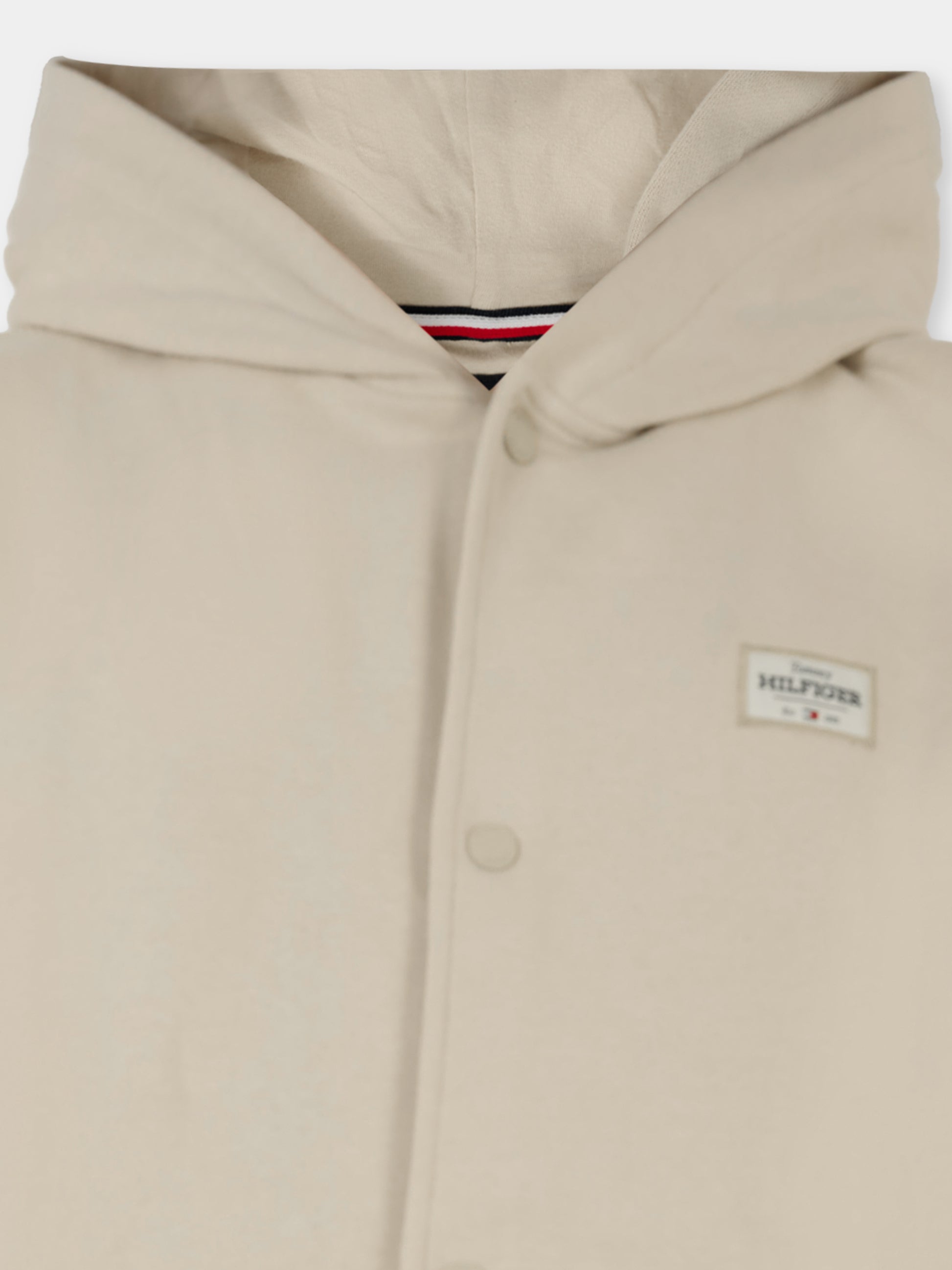 Felpa beige per bambini con patch logo,Tommy Hilfiger Junior,KB0KB09314 ACI