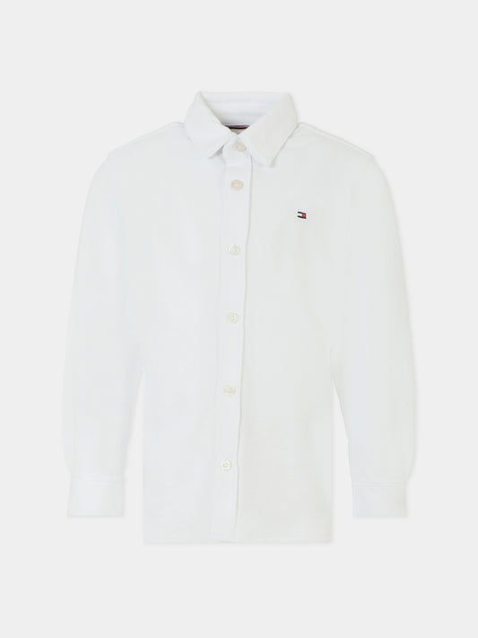 Camicia bianca per bambino con bandierina,Tommy Hilfiger Junior,KB0KB09339 YBR