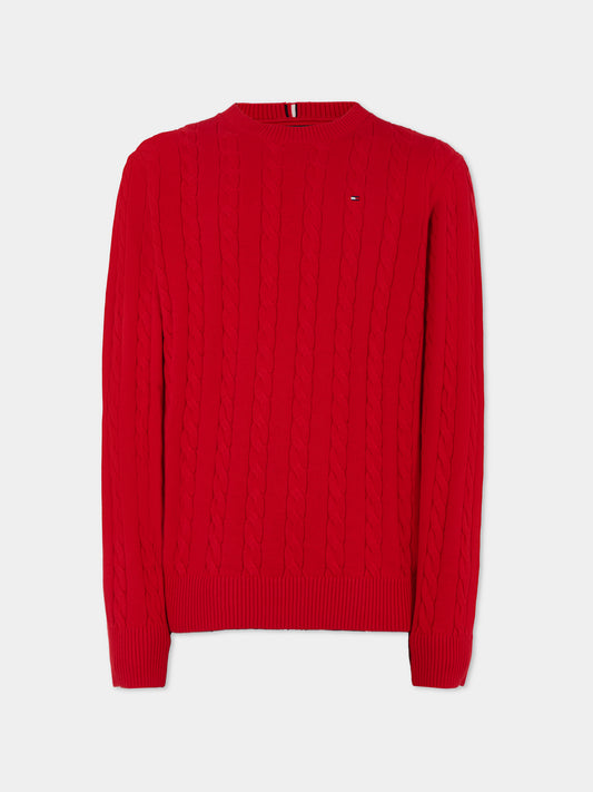 Maglione rosso per bambino con bandierina,Tommy Hilfiger Junior,KB0KB09348 XLG