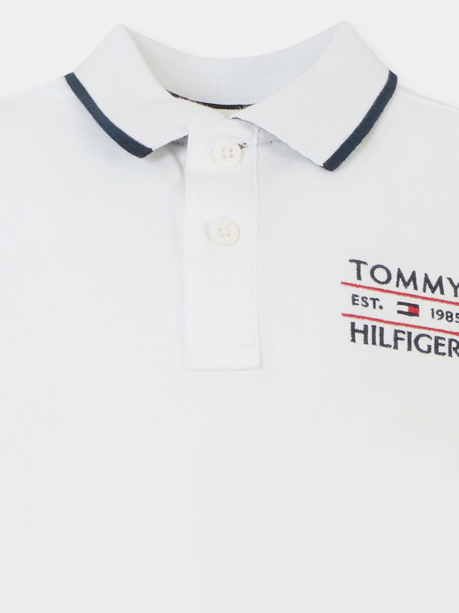 Polo bianca per bambino con logo ricamato,Tommy Hilfiger Junior,KB0KB09524 YBR