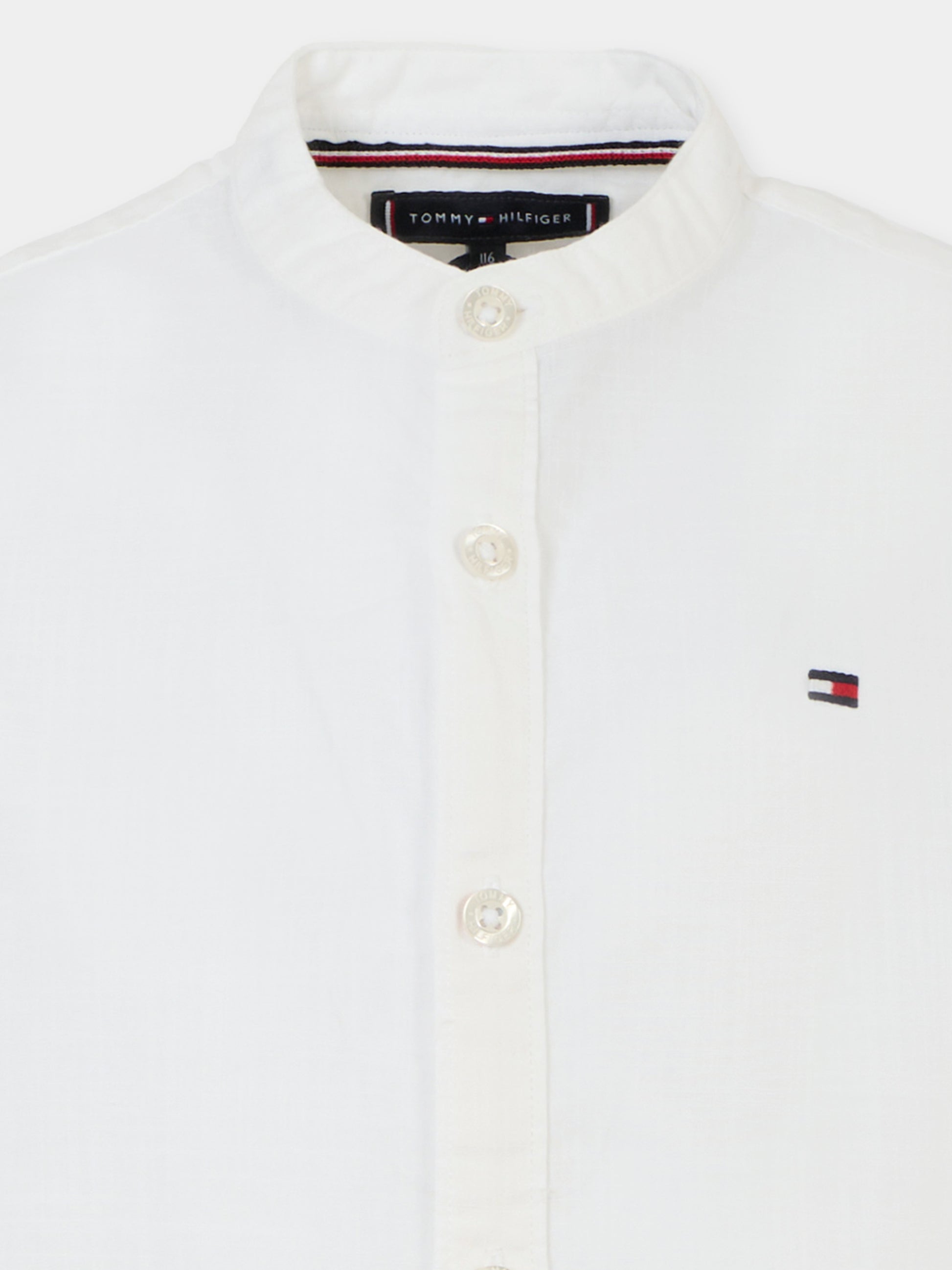Camicia bianca per bambino con bandierina,Tommy Hilfiger Junior,KB0KB09557 YBR