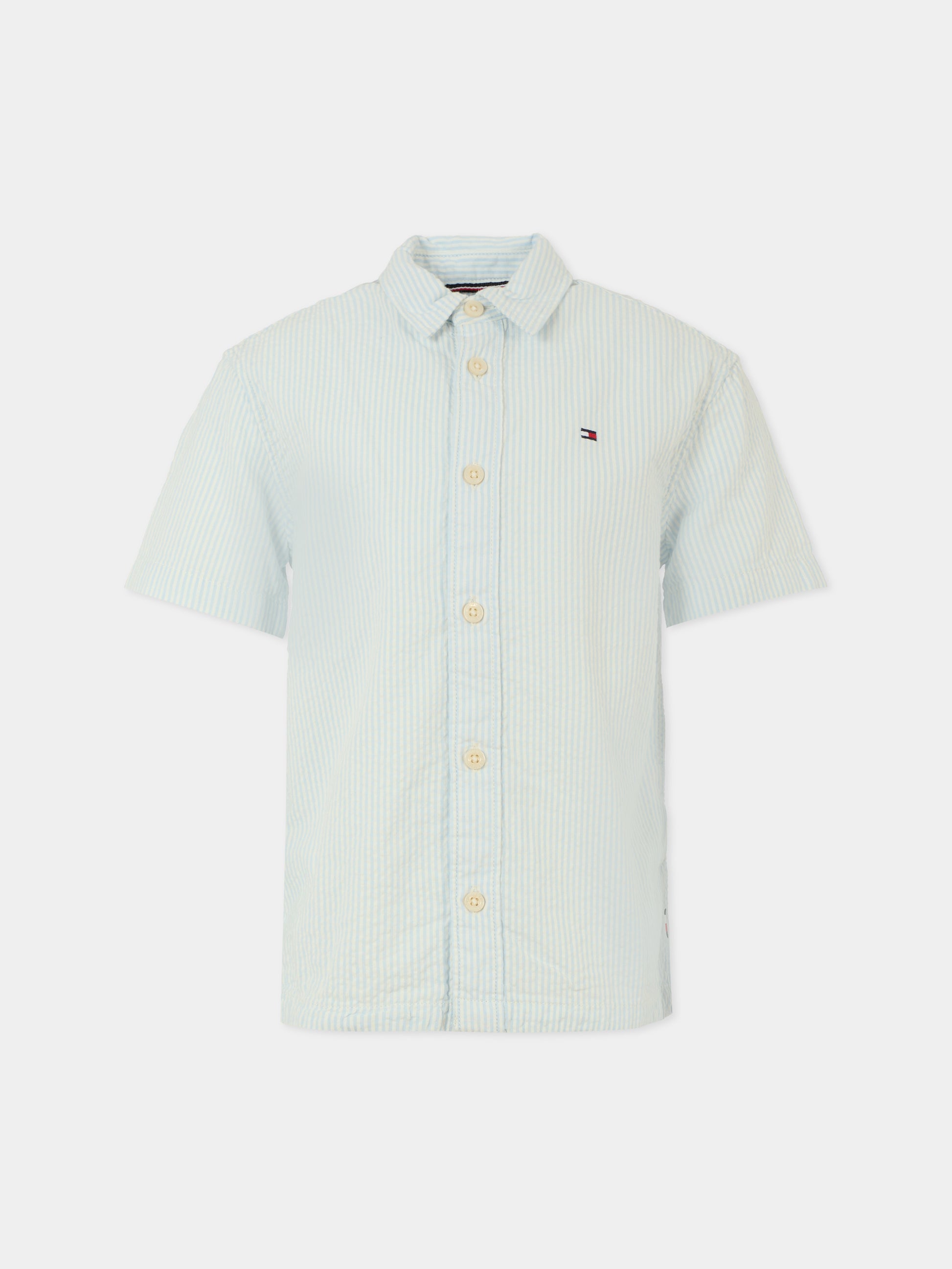 Camicia celeste per bambino con bandierina,Tommy Hilfiger Junior,KB0KB09558 0A4