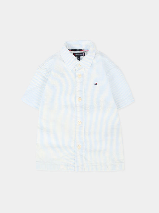 Camicia celeste per neonato con bandierina,Tommy Hilfiger Junior,KB0KB09558 0A4