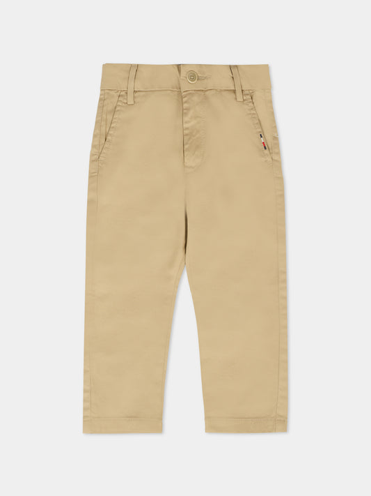 Pantaloni beige per neonato con bandierina,Tommy Hilfiger Junior,KB0KB09638 RBT