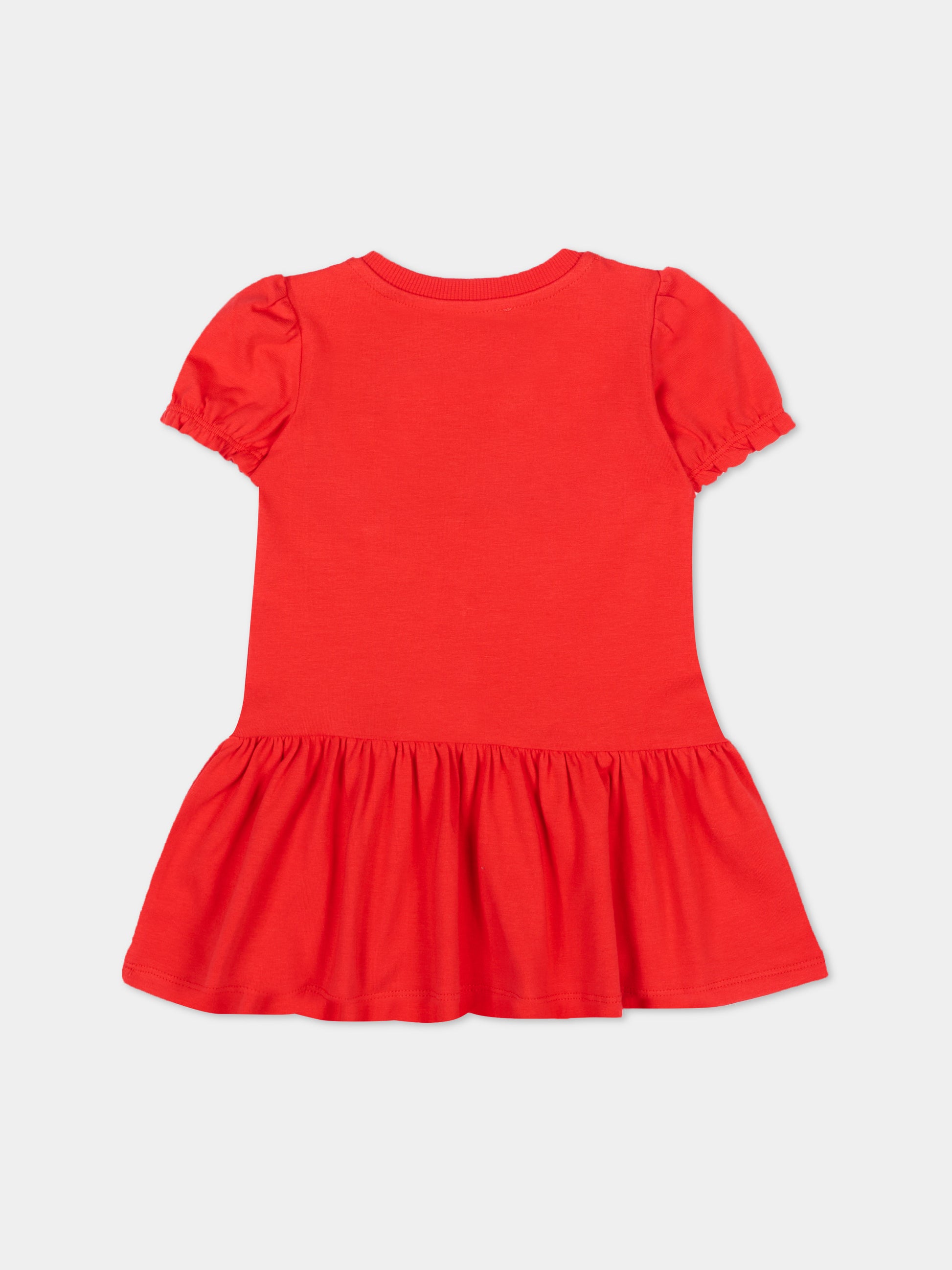 Vestito rosso per neonata con logo e Teddy Bear,Moschino Kids,MAV0C7 LBA00 50109
