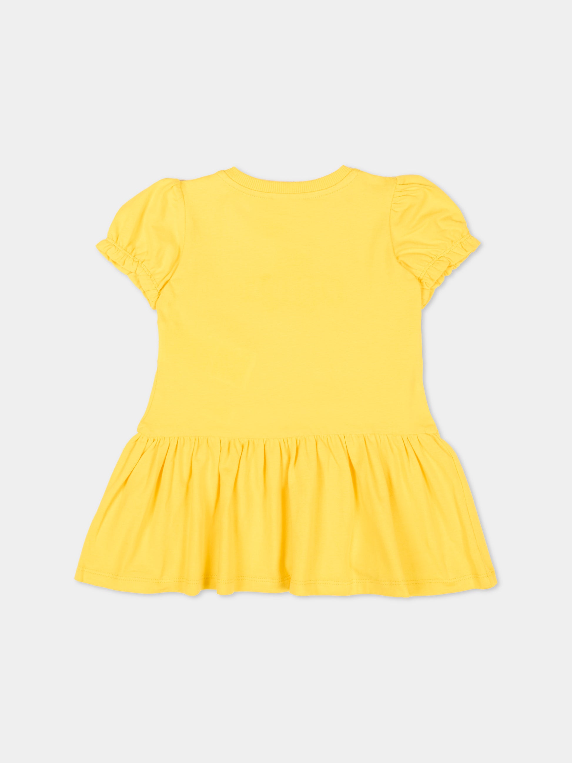 Vestito giallo per neonata con logo e Teddy Bear,Moschino Kids,MAV0C7 LBA00 50577
