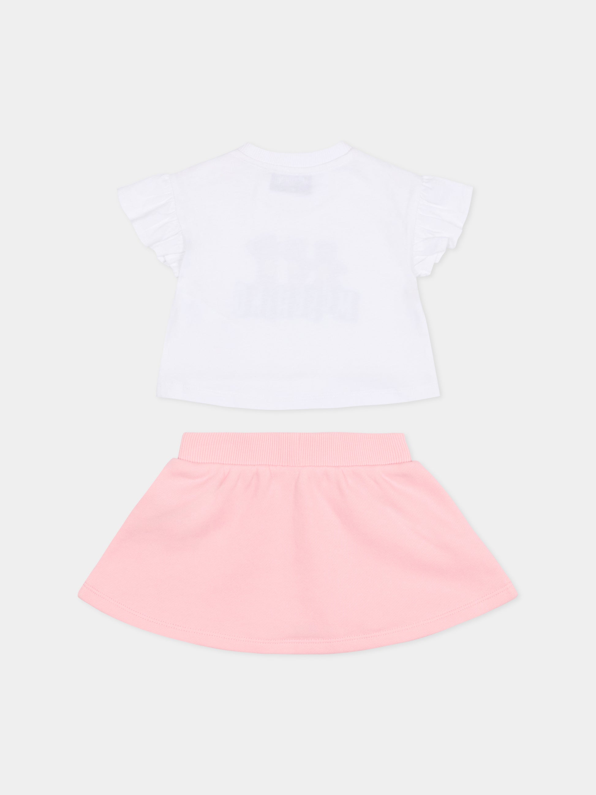 Completo rosa per neonata con Teddy Bears,Moschino Kids,MBG01G LCA89 85010