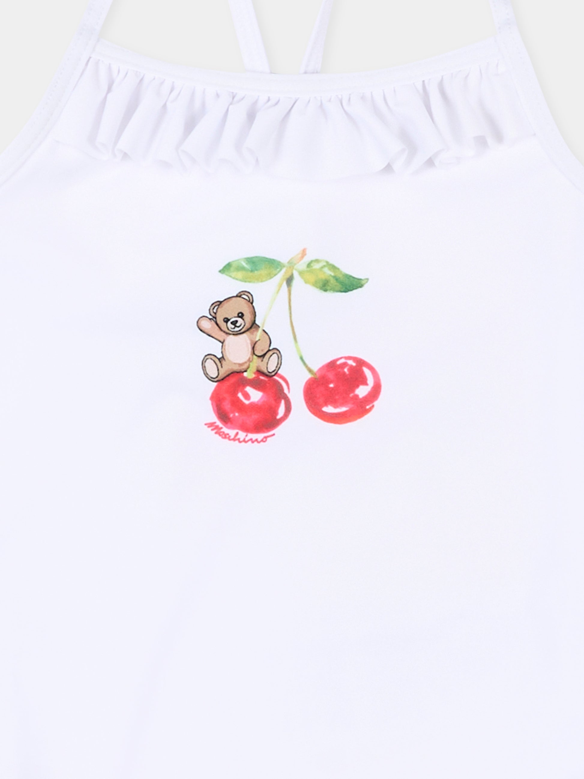 Costume intero bianco per neonata con Teddy Bear,Moschino Kids,MBL00G LKA11 10101