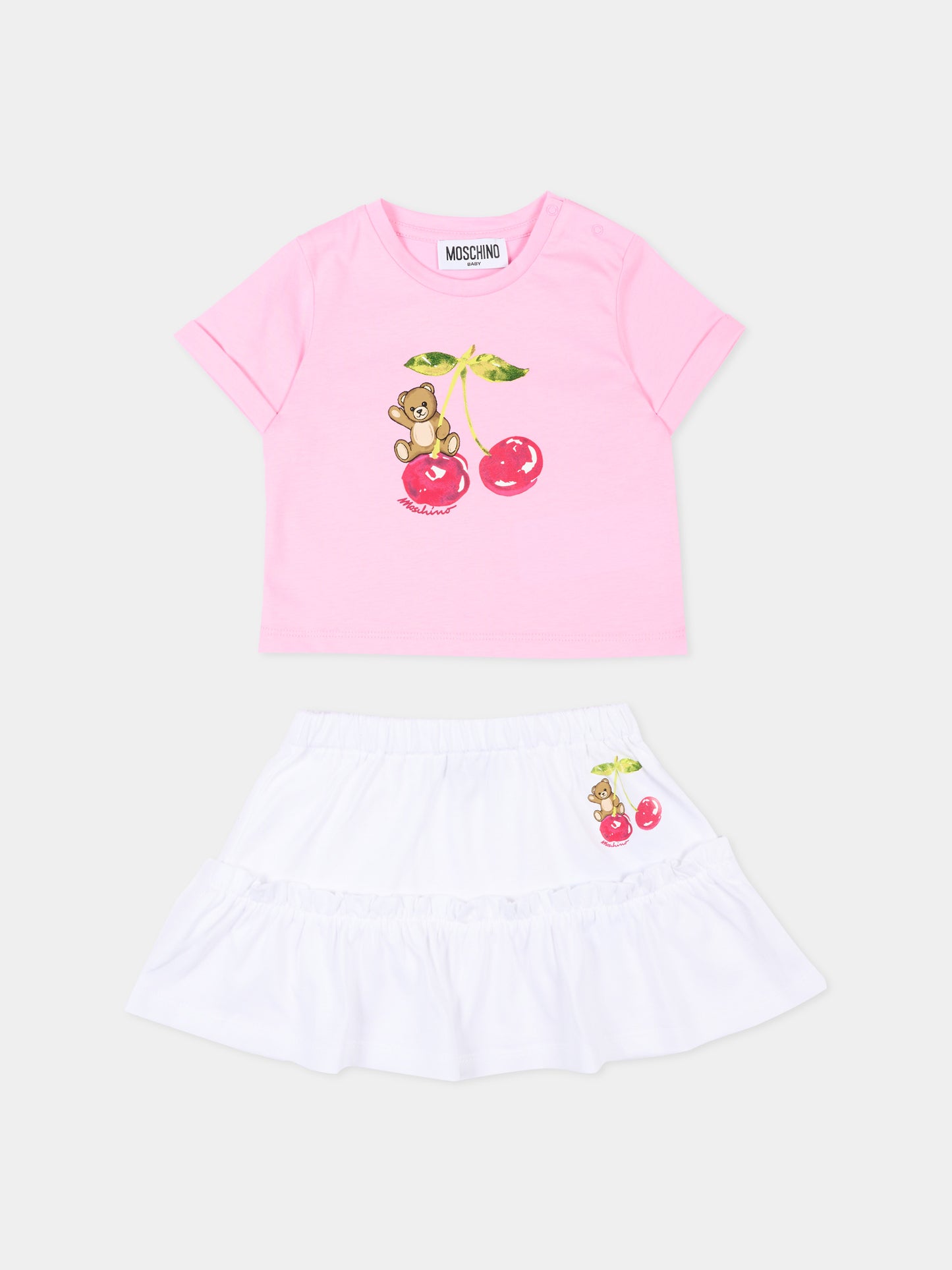 Completo sportivo rosa per neonata con Teddy Bear,Moschino Kids,MDG01T LAA02 84326