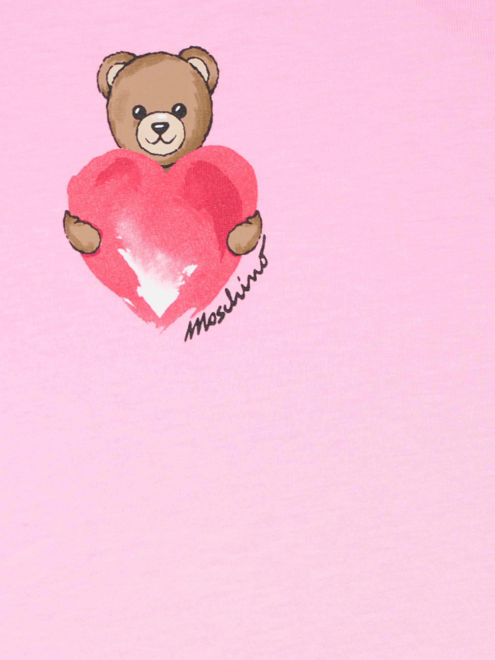 Vestito rosa per neonata con Teddy Bear e cuore,Moschino Kids,MDV0DJ LAA02 51473