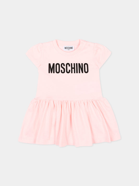 Vestito rosa per neonata con logo,Moschino Kids,MDV0DM LAA02 50209