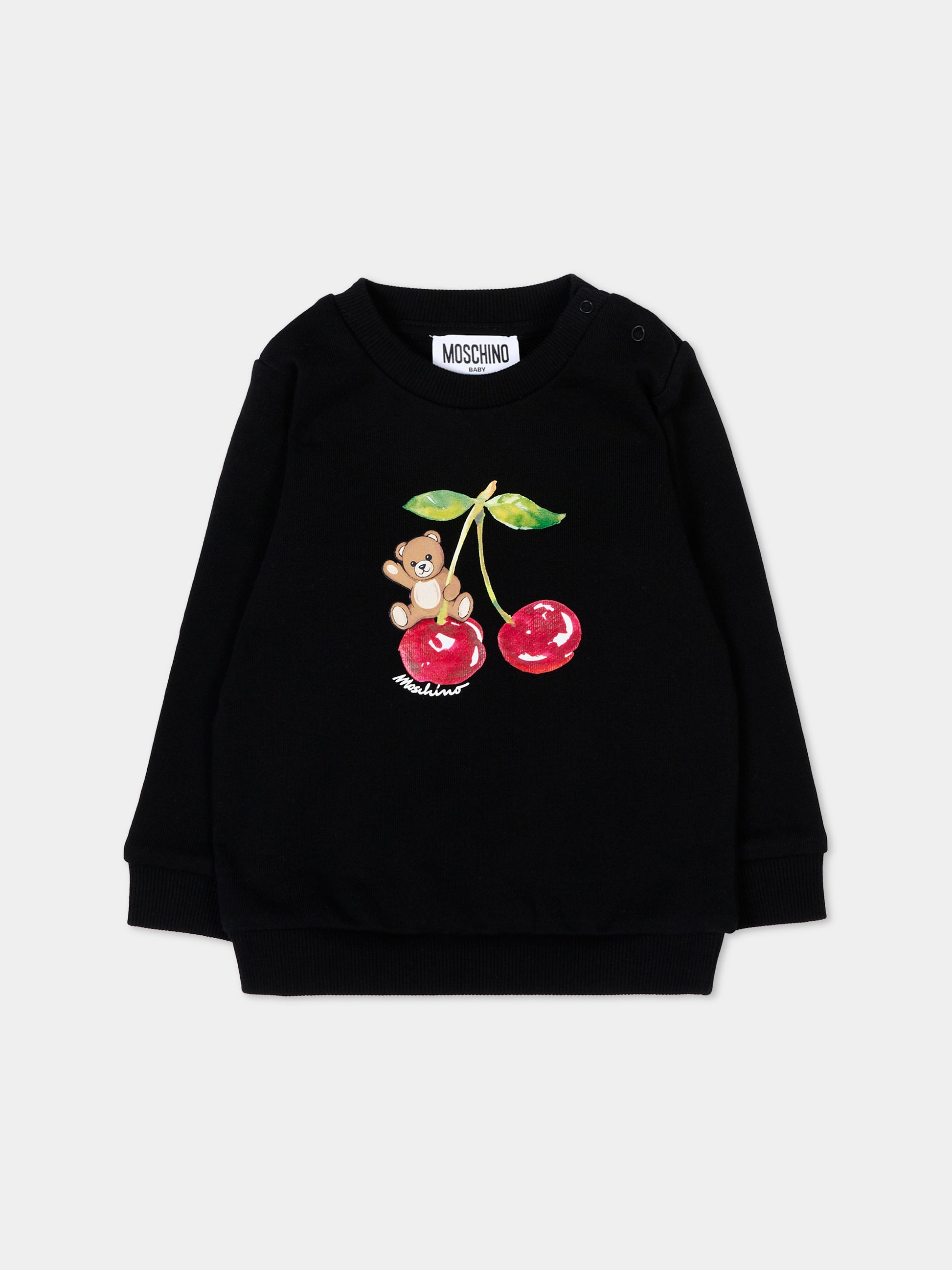 Felpa nera per neonata con Teddy Bear,Moschino Kids,MGF02K LCA52 60100